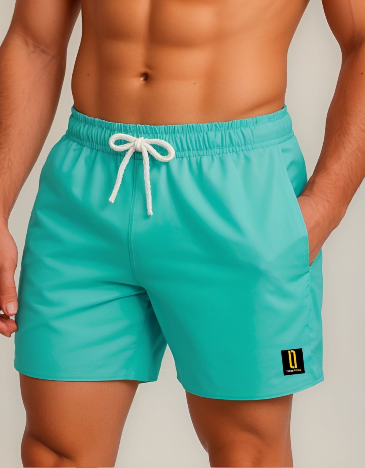 Vista principal Short Masculino Bermuda Praia Casual Mauricinho Jr Rf. 002 Celeste Lucas Lunny verde
