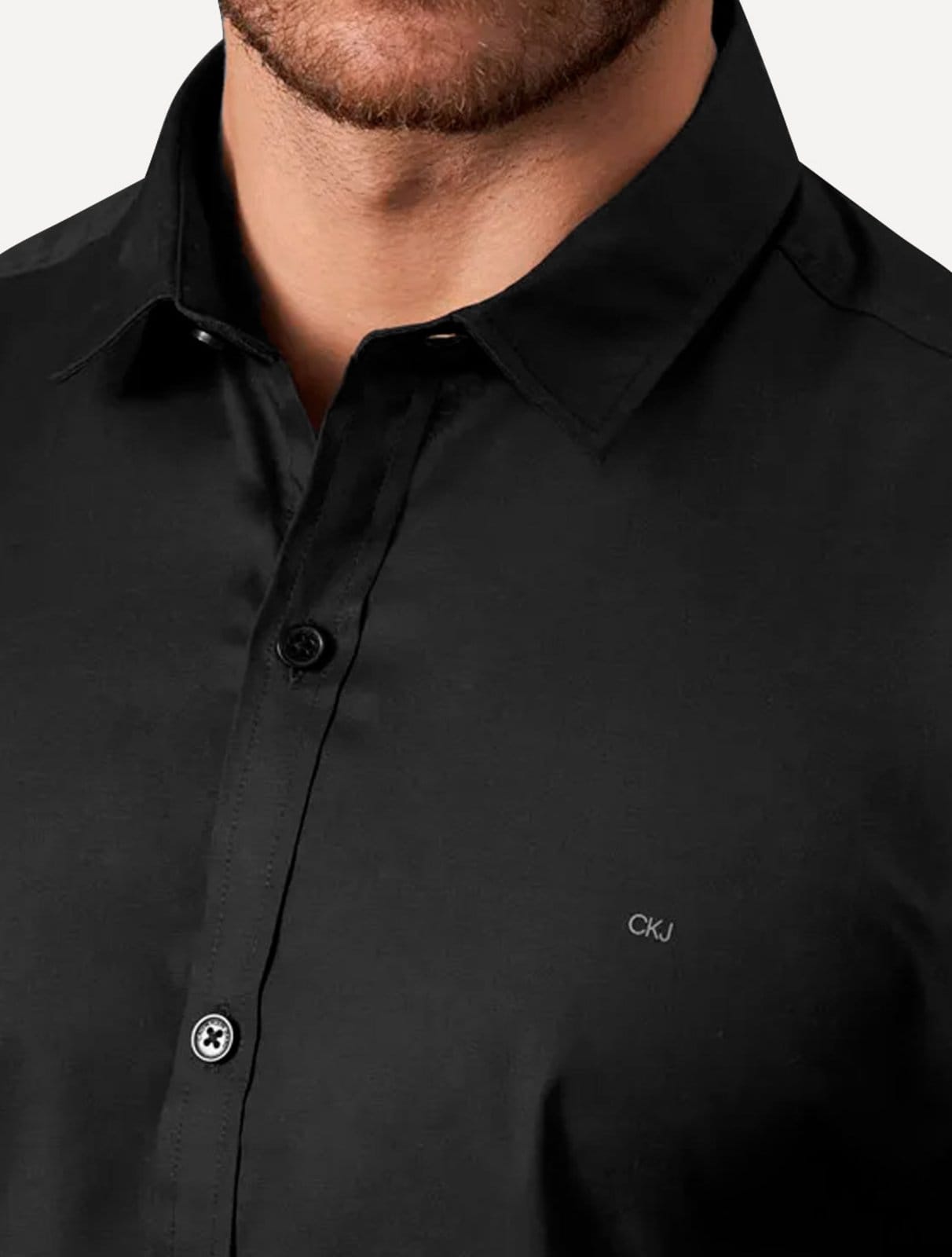 Vista 2 Camisa Calvin Klein Jeans Slim Fit New CKJ Logo Preta Calvin Klein preto