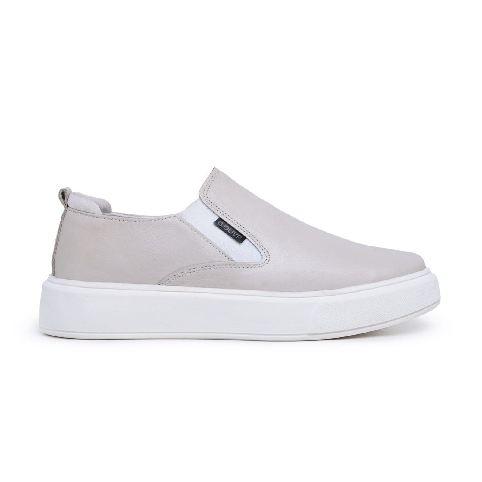 Sapatenis Slip On Lavini Couro Casual Casamento Sola Alta Gelo