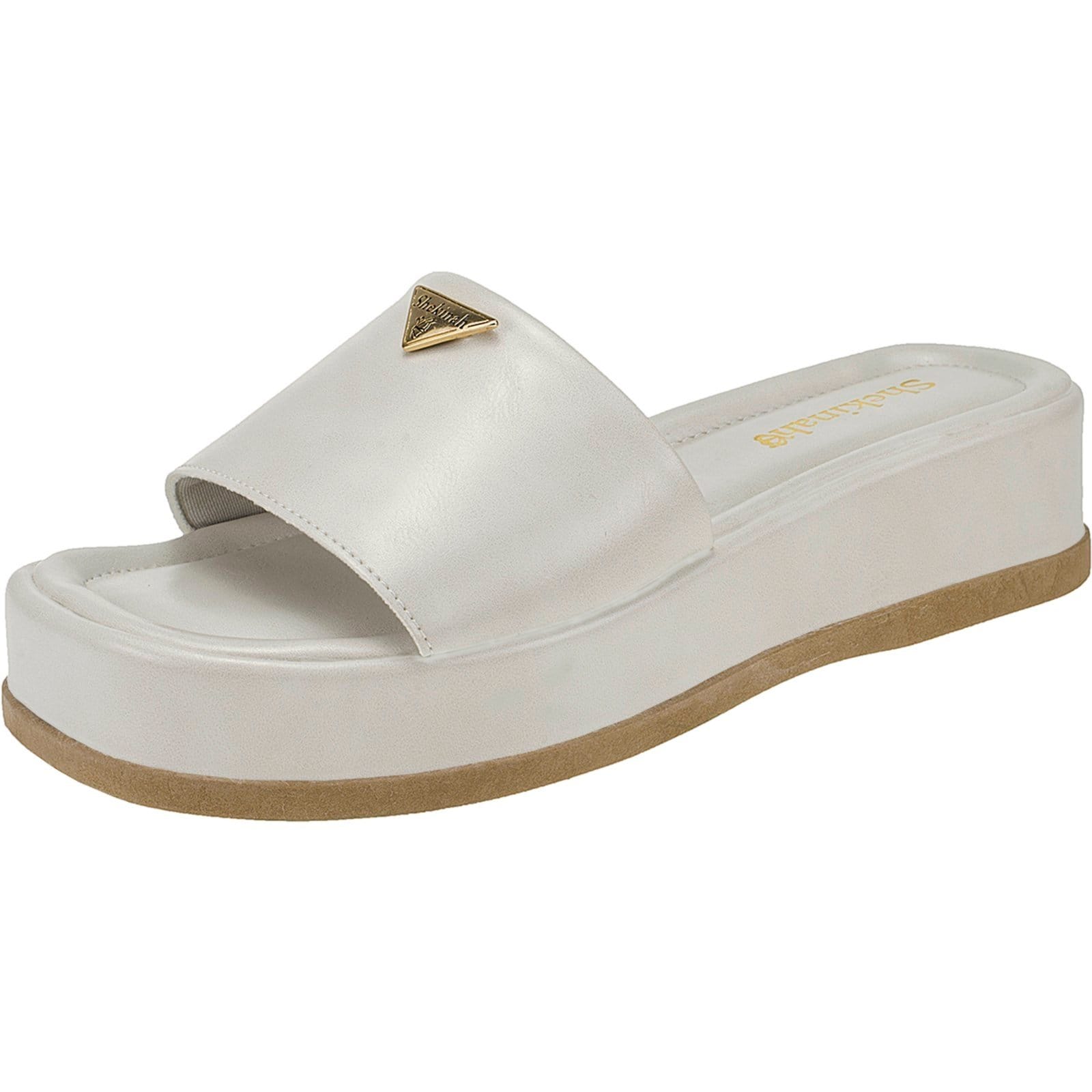 Sandália Feminina Tamanco Feminino Flatform Shekinah Confortável Moderno Macio Moda Off White