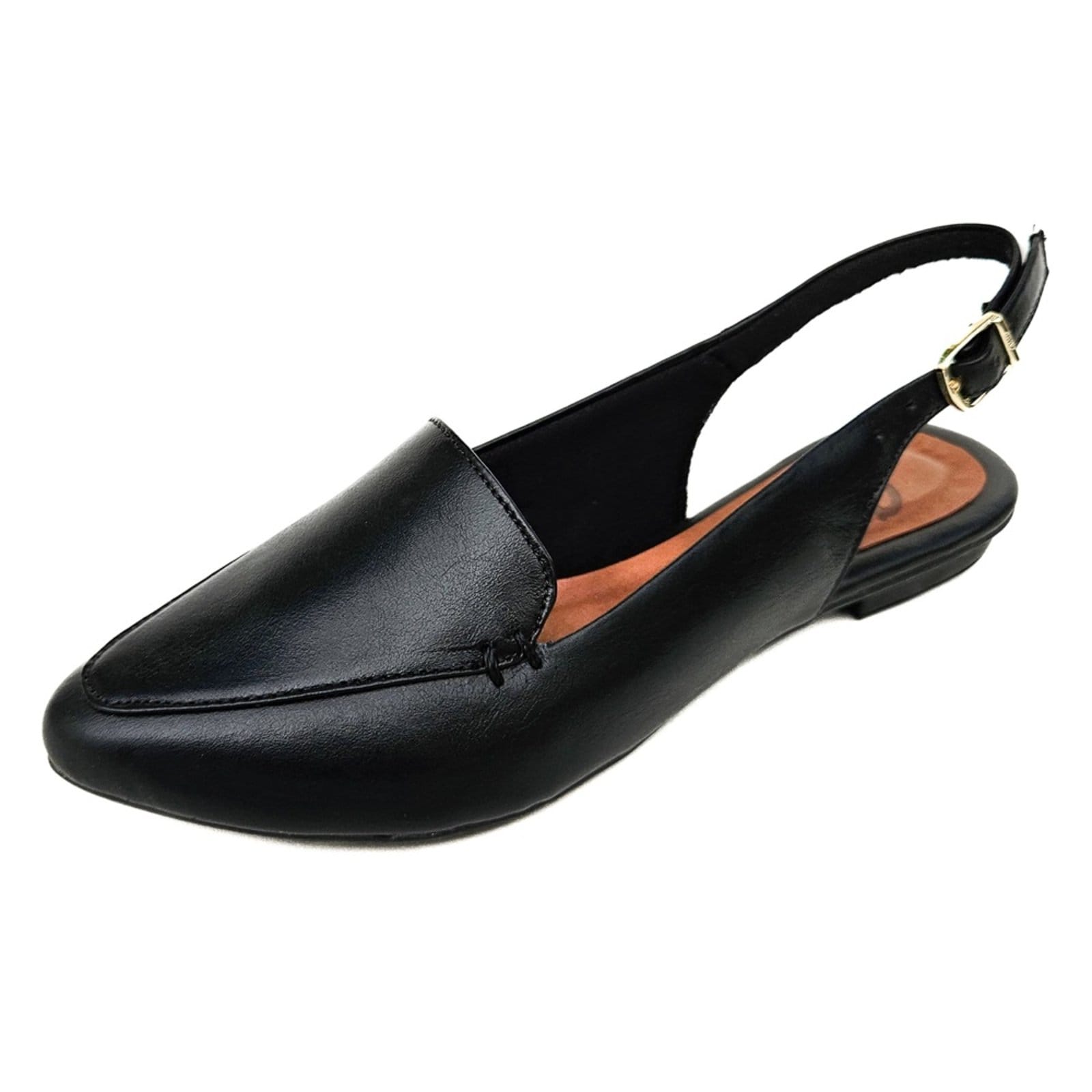 Sapatilha Slingback Amo Calçados Couro Preta