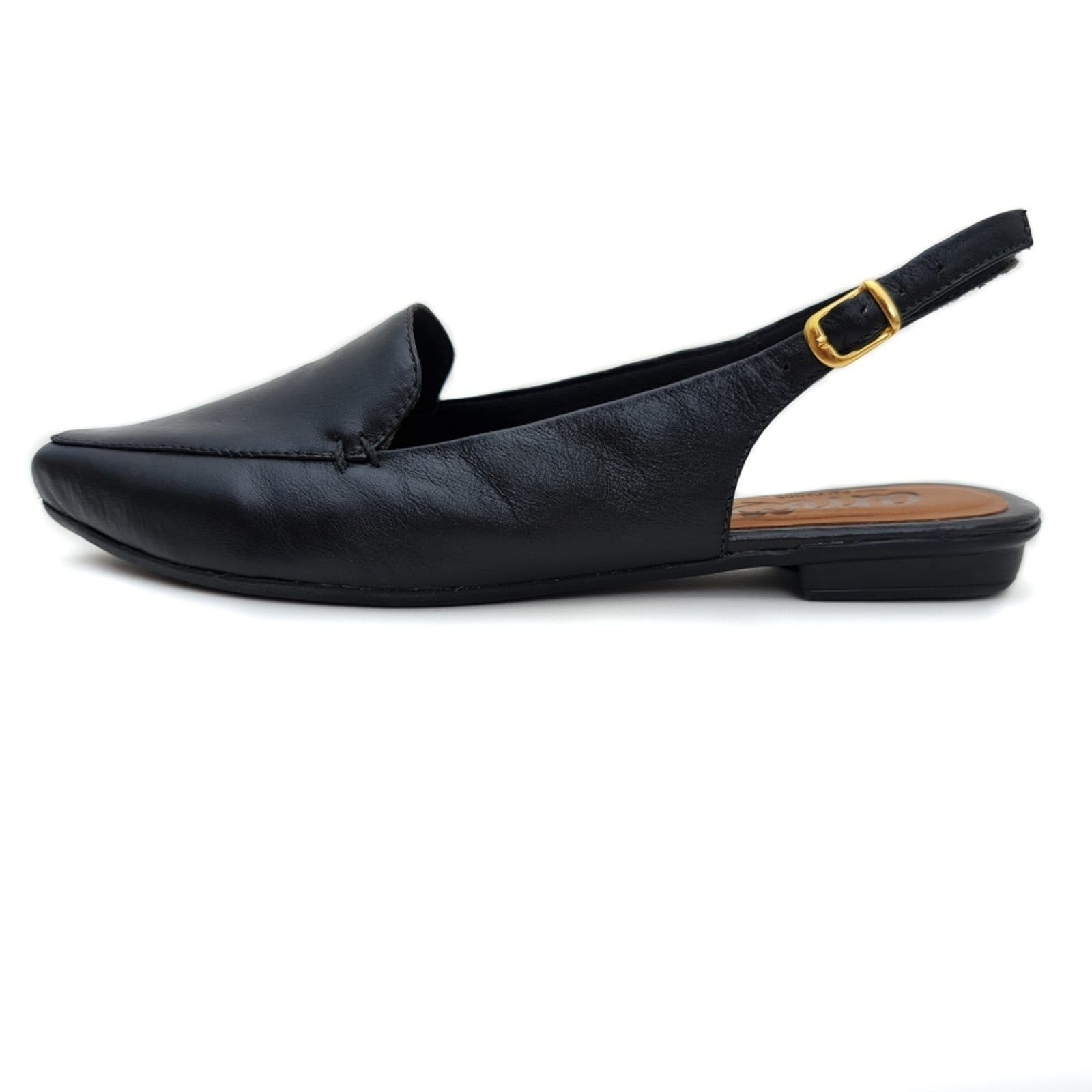 Vista 2 Sapatilha Slingback Amo Calçados Couro Preta Amo Calçados preto