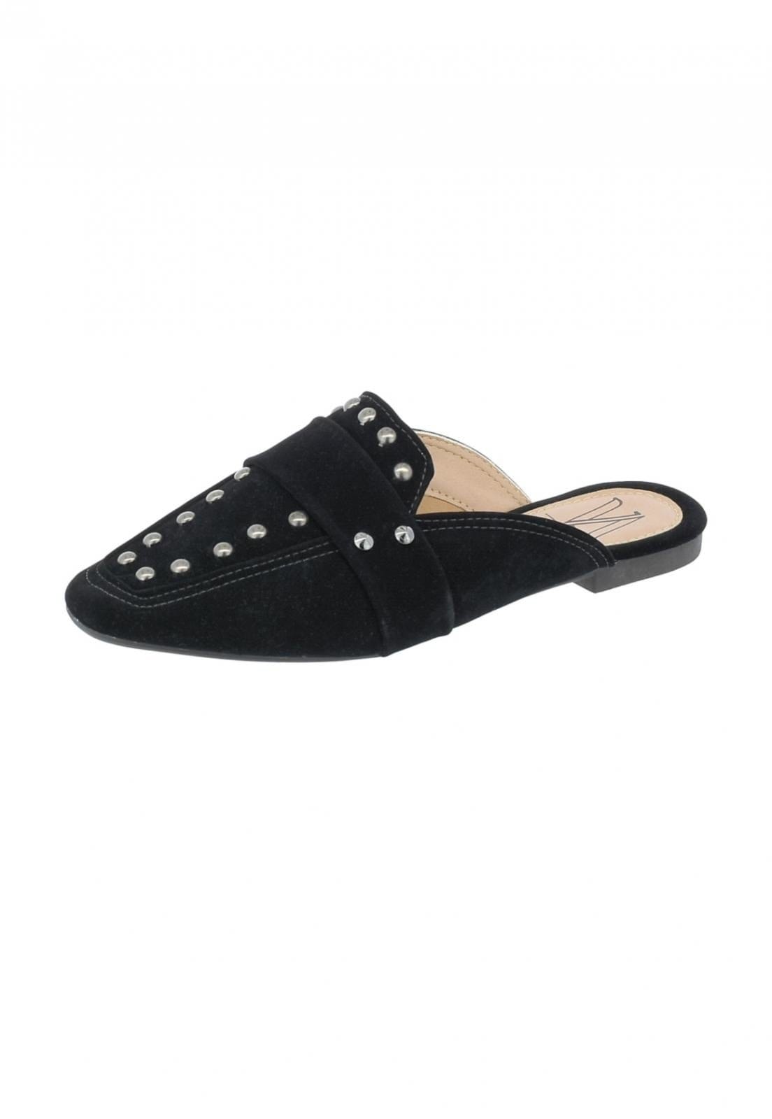 Vista 2 Mule Feminino Bico Quadrado Sapatilha Confortavel Via Angel 4401 VIA ANGEL preto