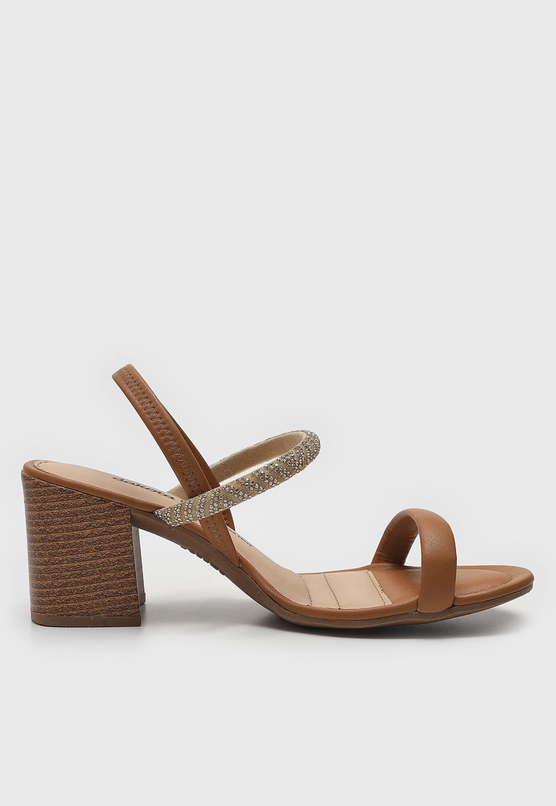 Vista 2 Sandália Feminina Dakota Tiras Pedrarias Dakota caramelo