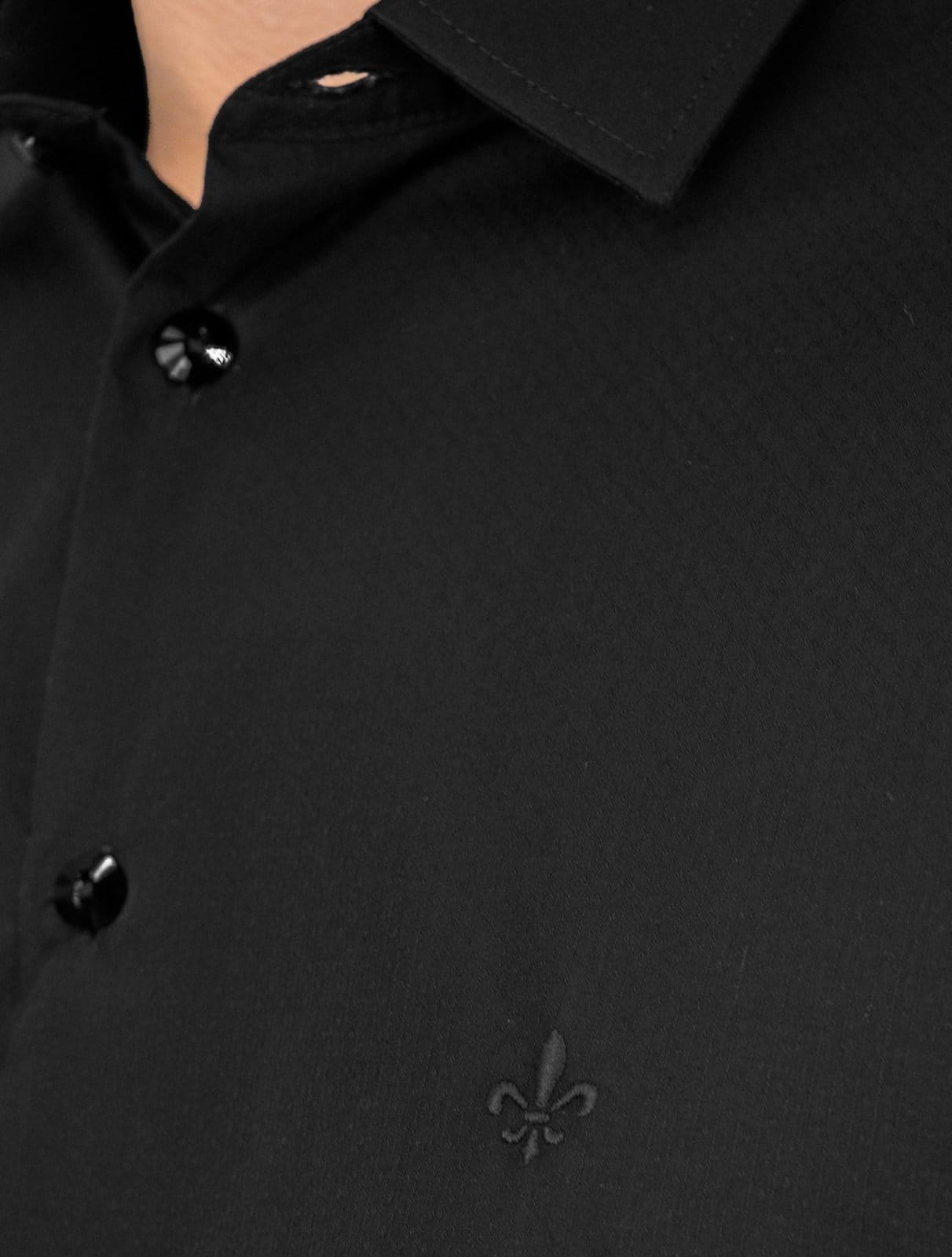 Camisa Dudalina Masculina Slim Botão Cristal Swarovski Preta - 2