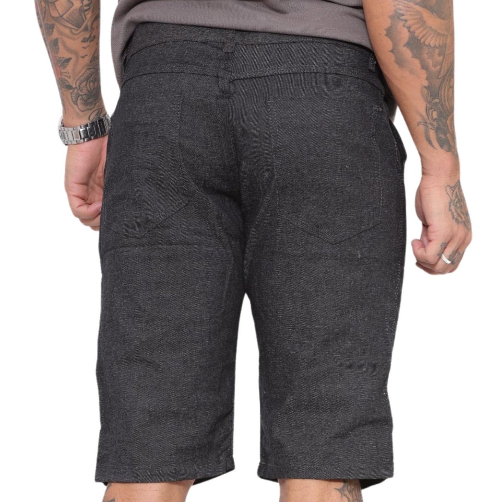 Vista 2 Bermuda Masculina Chumbo Alleppo Jeans cinza