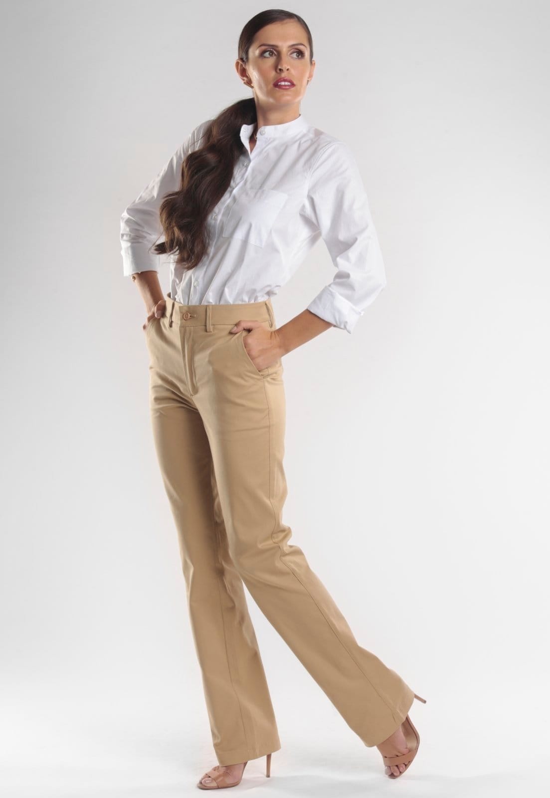 Calça Traymon Reta Algodão Egípcio Areia