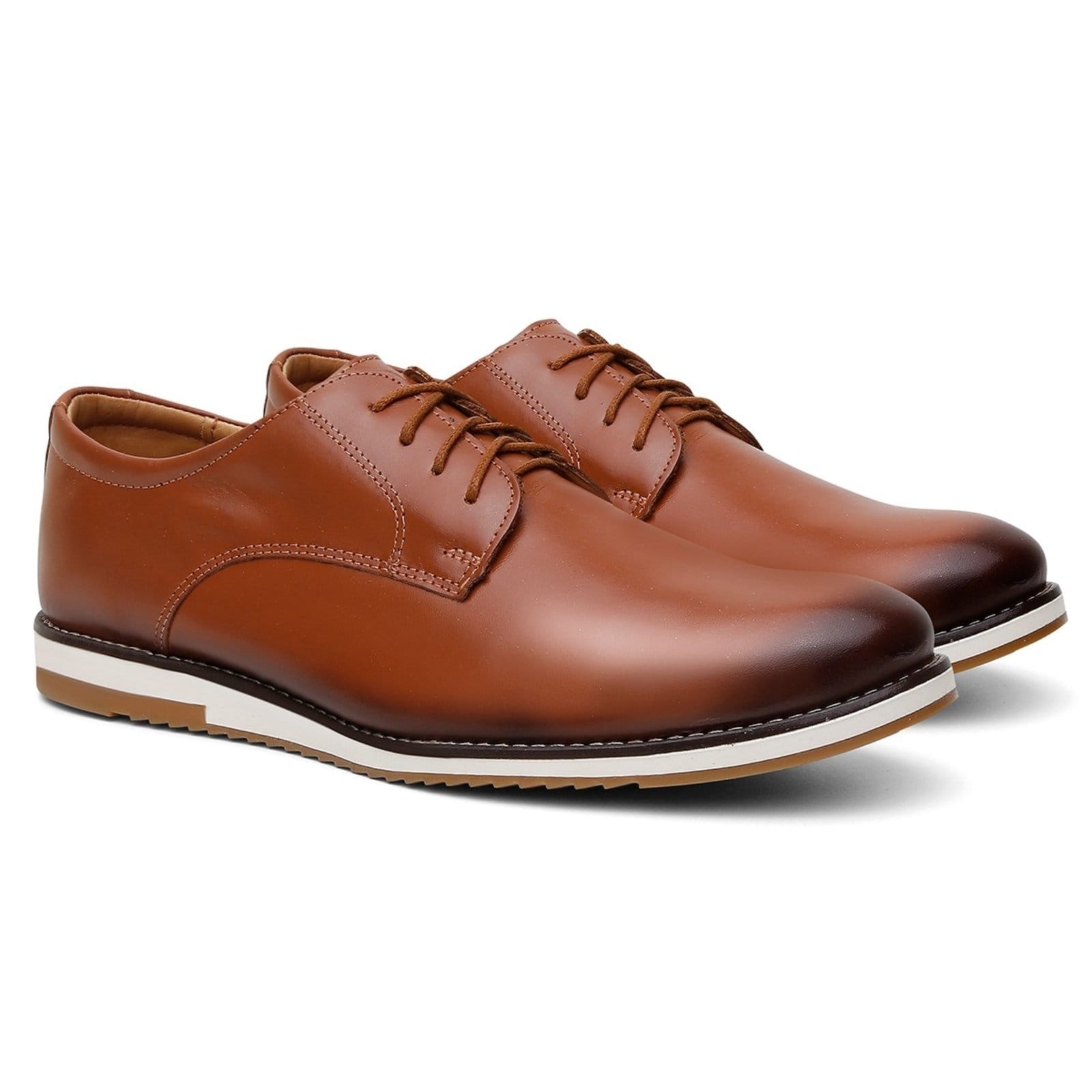 Vista 2 Sapato Social Casual Masculino Couro Cadarço Moderno ROMEU E JULIETA SHOES caramelo