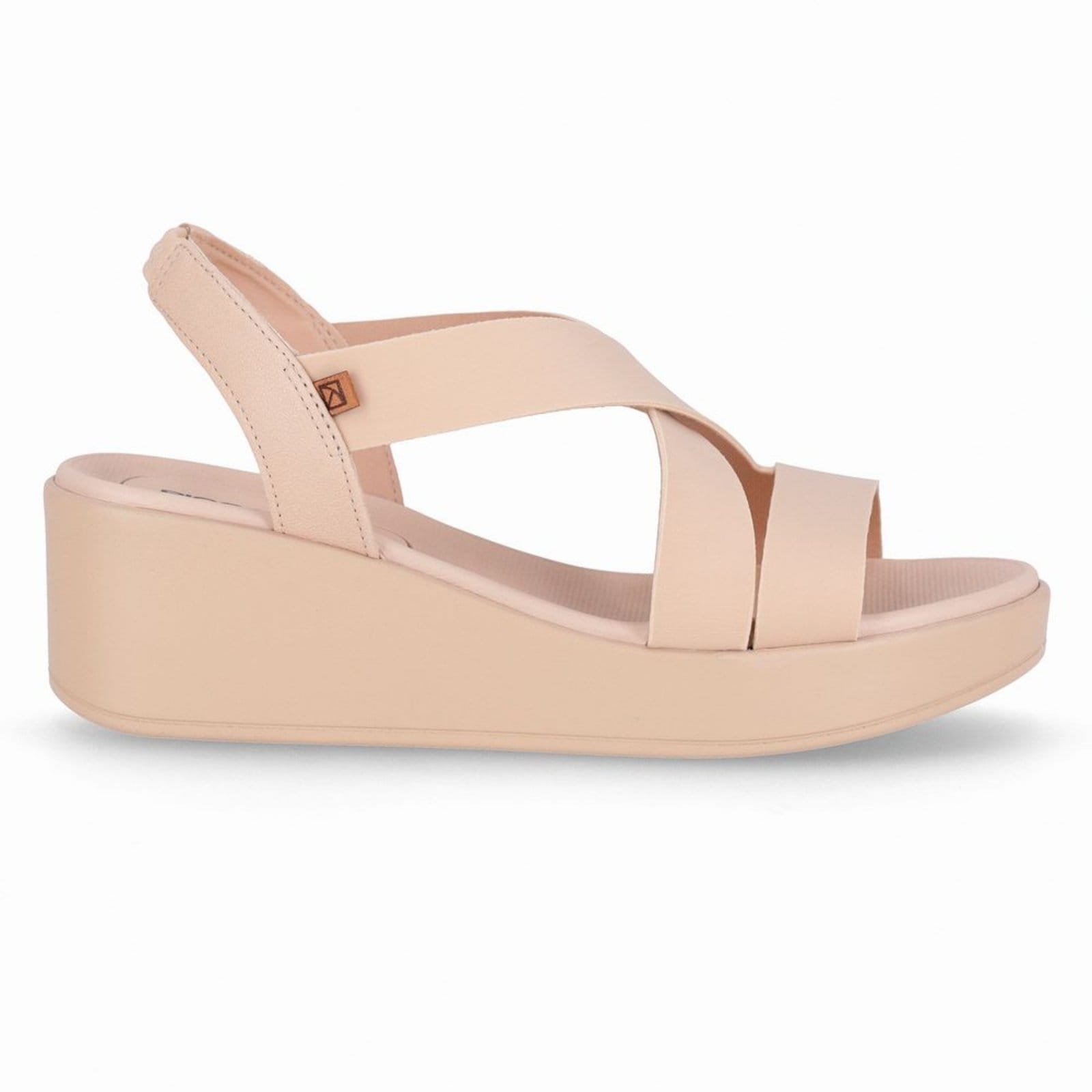 Sandália Anabela Médio Marfim com Brule