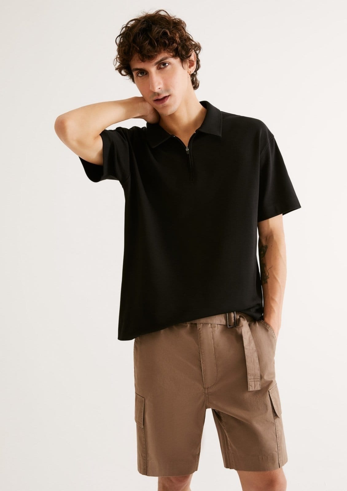 Vista principal Camisa Polo Masculina Em Malha Tech Hering preto