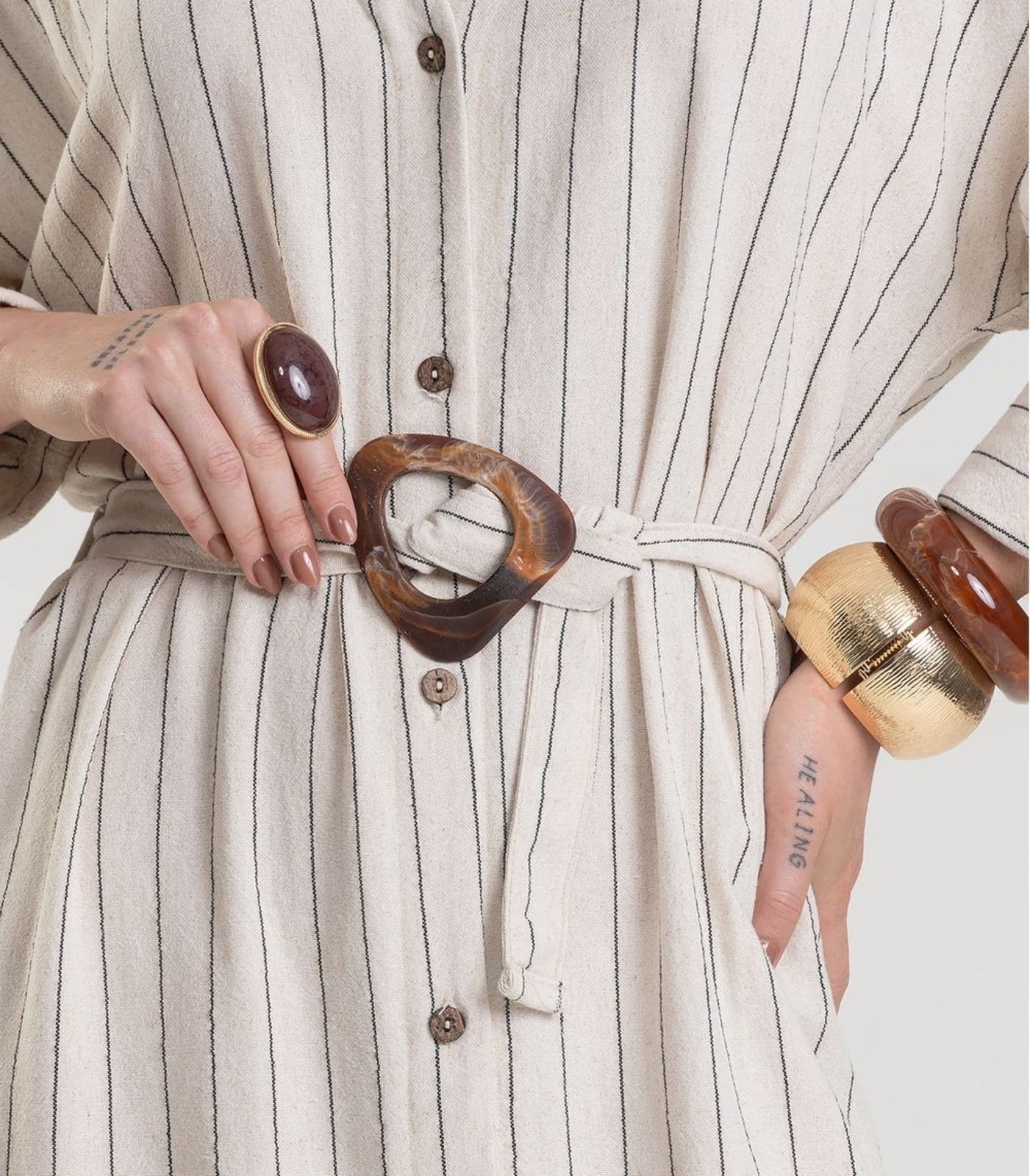 Vista 2 Vestido Feminino Chemise Dianna Dianna bege