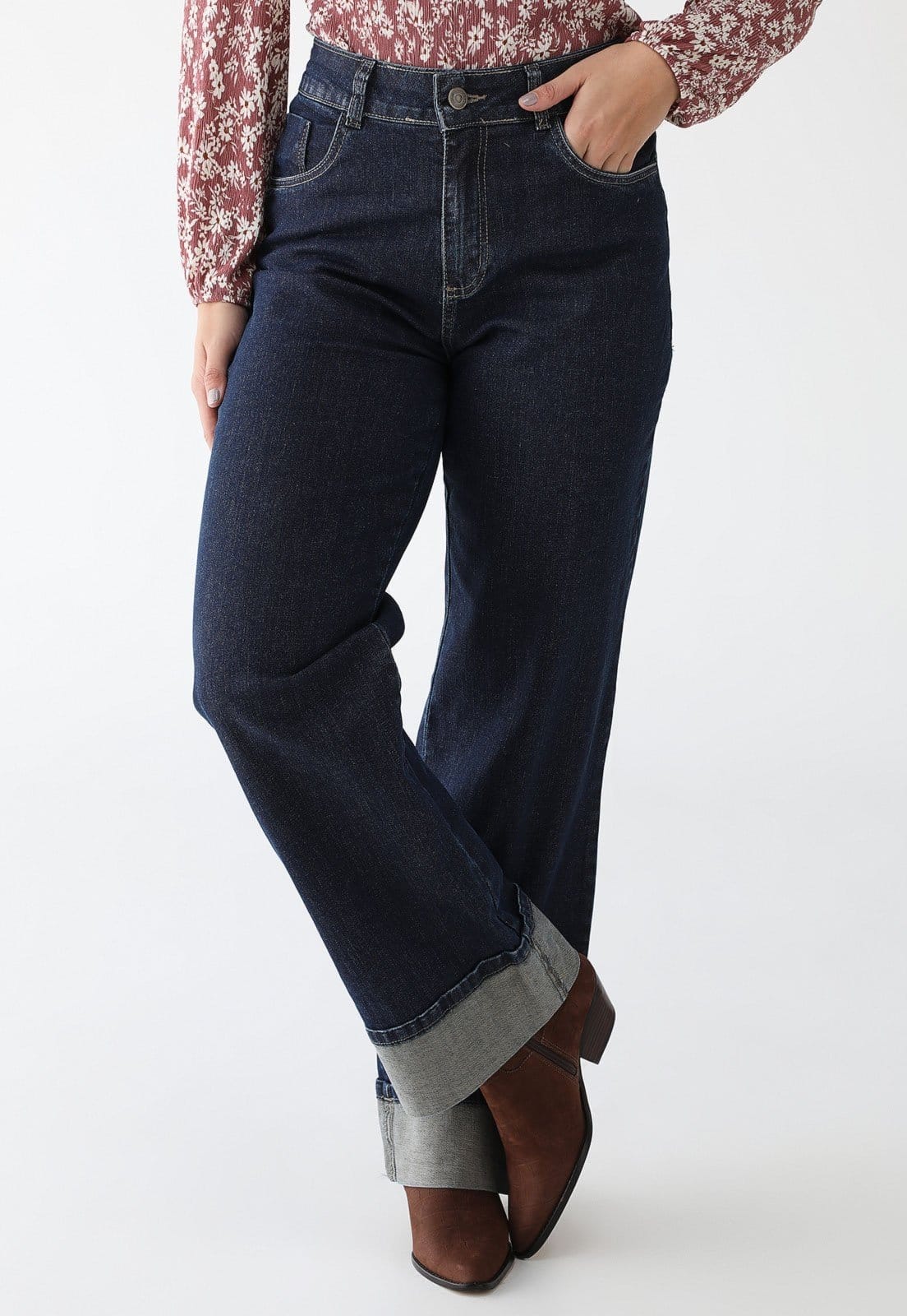 Calça Jeans Sawary Wide Leg Barra