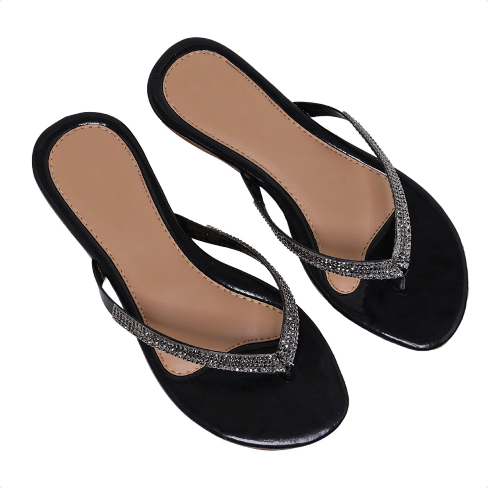 Chinela Feminina Rasteirinha Confortável Salto Baixo Com Strass 34 ao 43 Carmelo Shoes Sandália Baixa Festa Casual