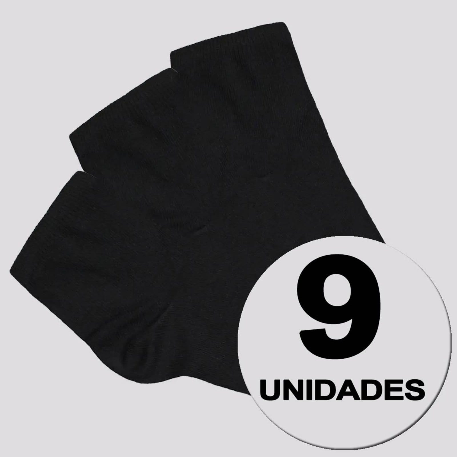 Kit Meia Selene Cano Curto Feminino 9 Pares Preta