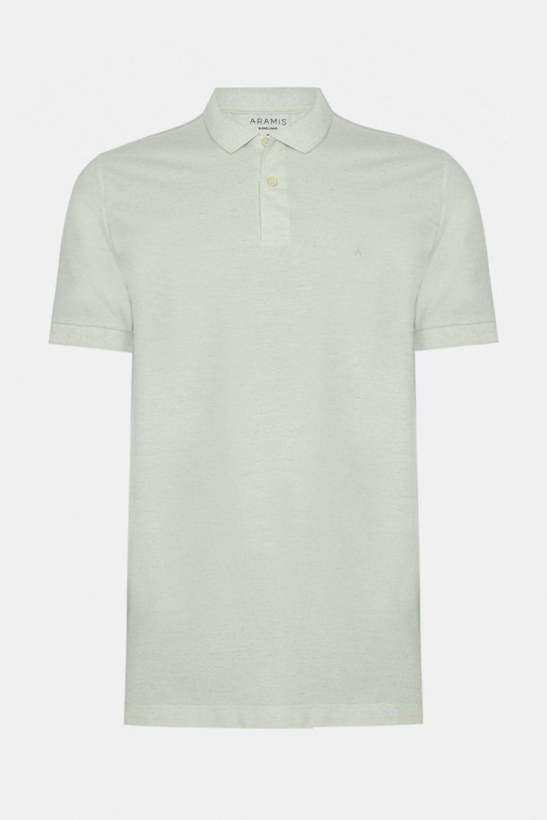Polo Aramis Manga Curta Algodão Com Linho Agua