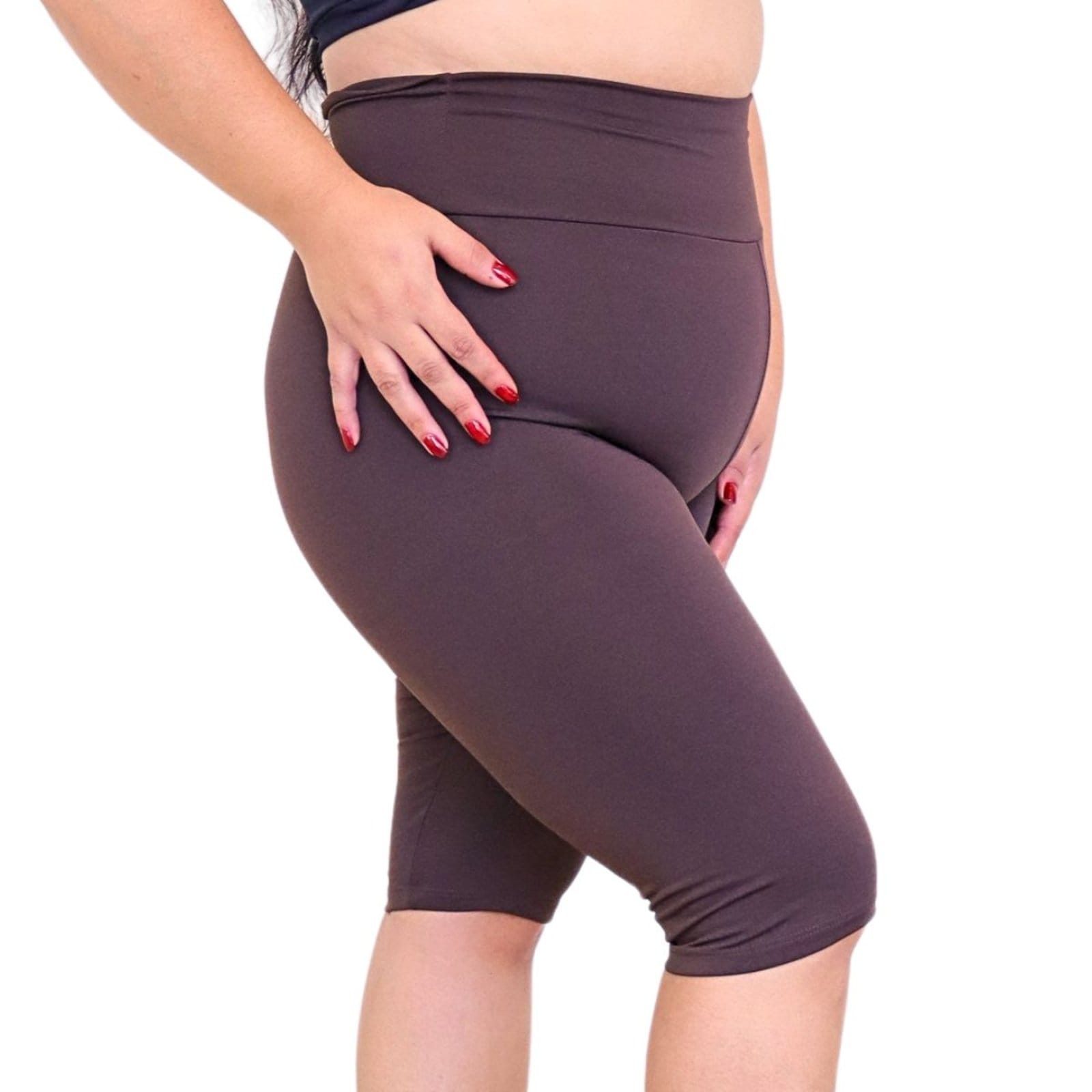 Bermuda Plus Size Heide Ribeiro Linha Silver Academia Marrom