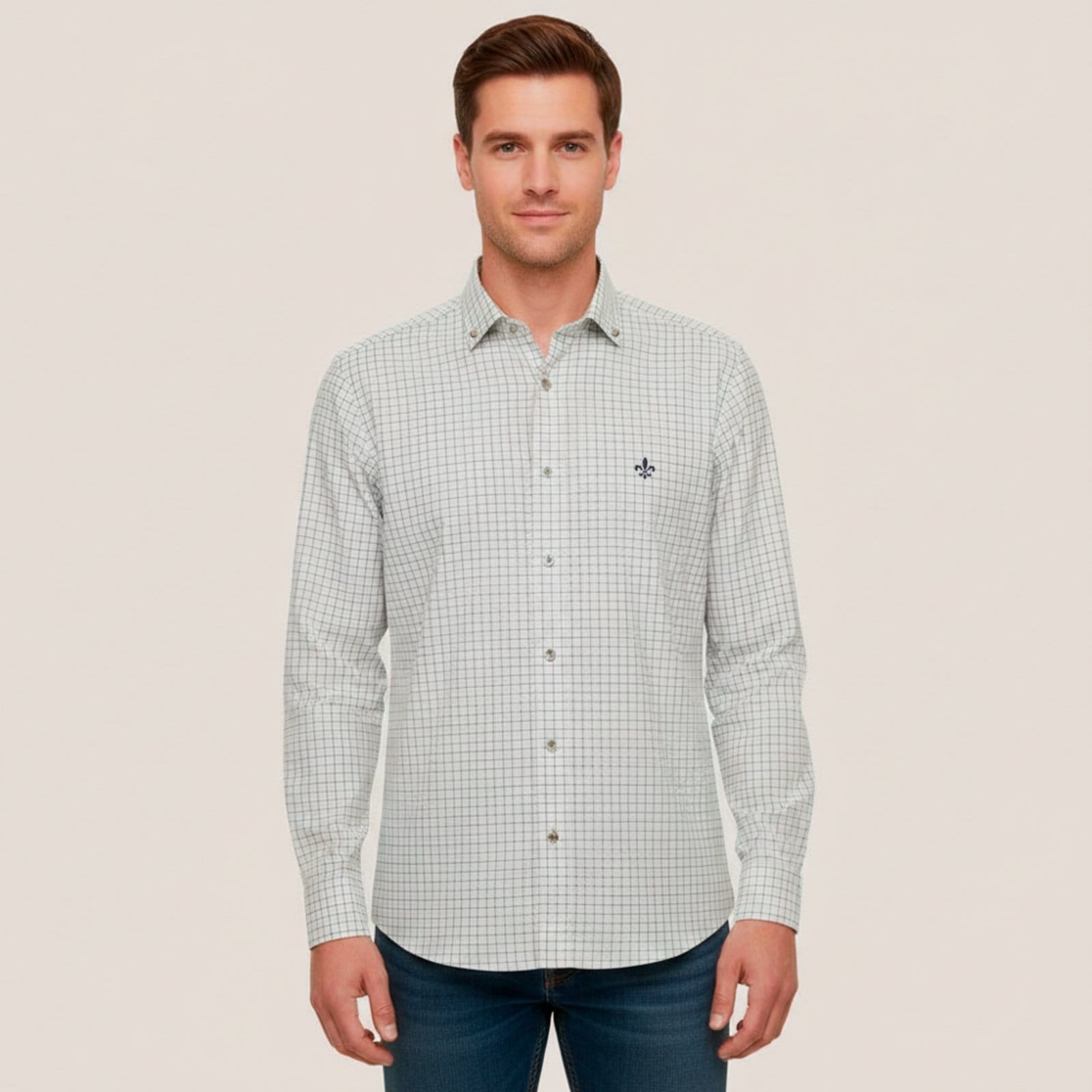 Camisa Dudalina Slim Oxford Xadrez Ou26 Masculino