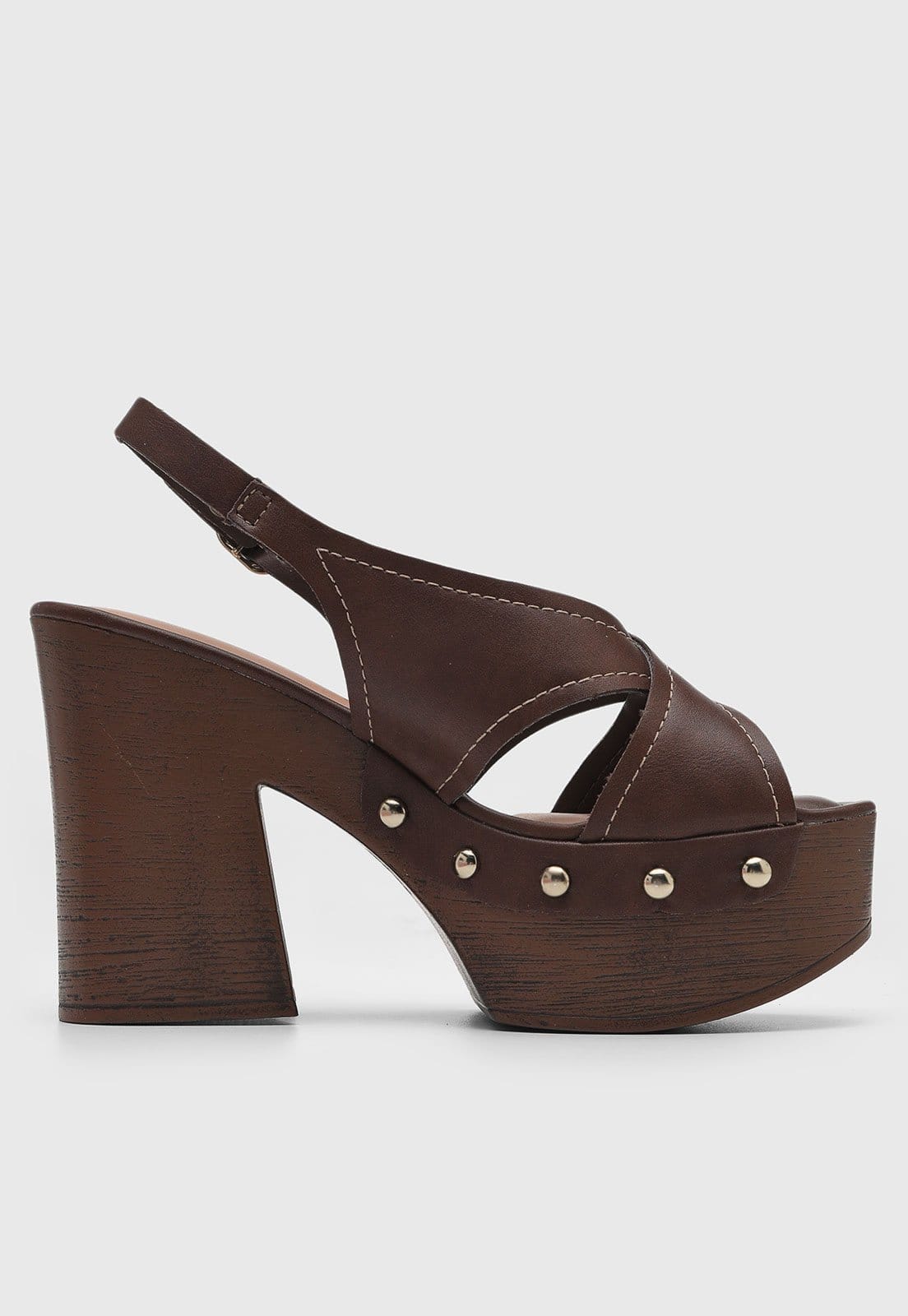 Vista 2 Sandália Feminina Dakota Salto Bloco Tiras Cruzadas Dakota marrom