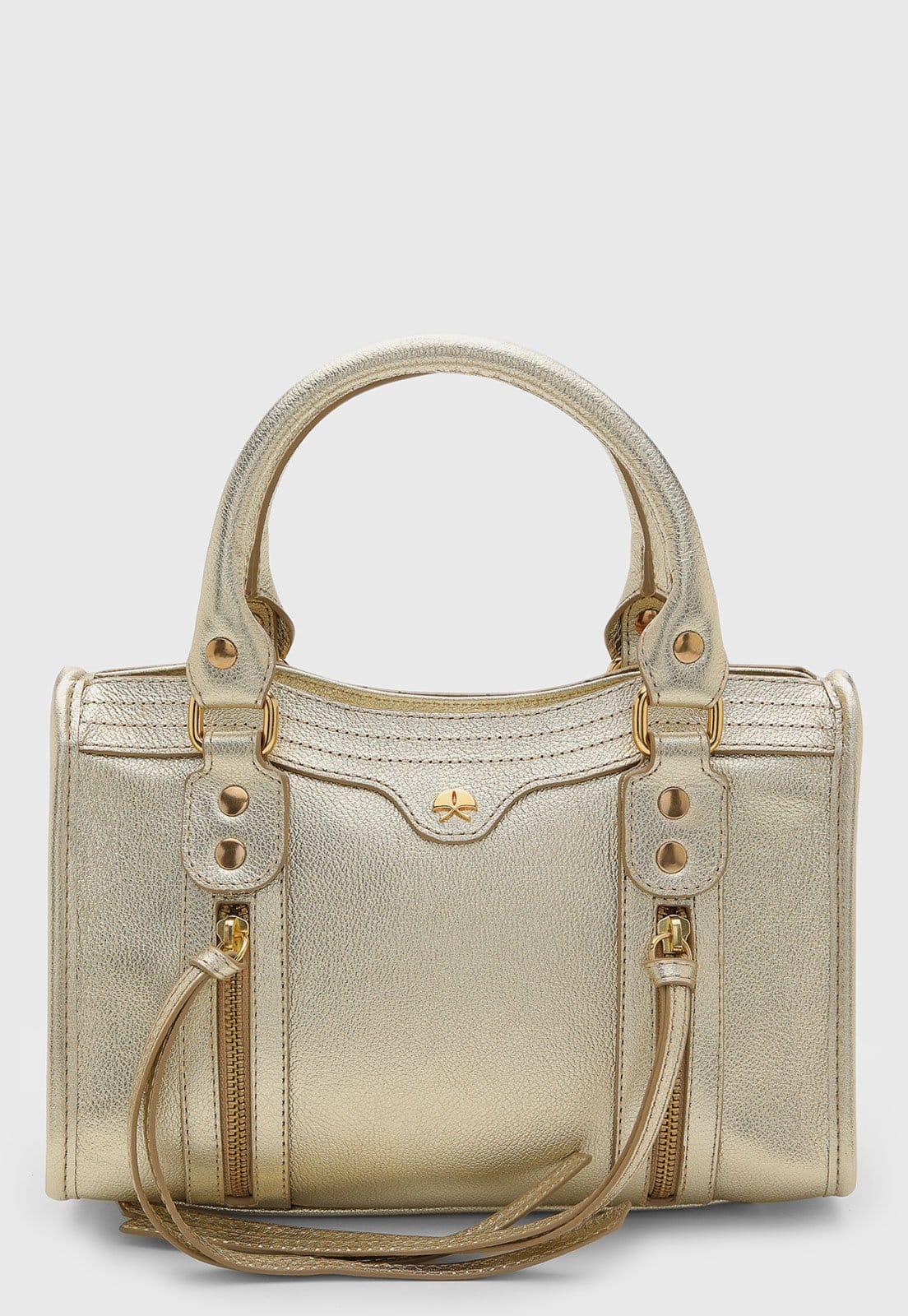 Bolsa Feminina Luiza Barcelos Média Metalizada Dourada