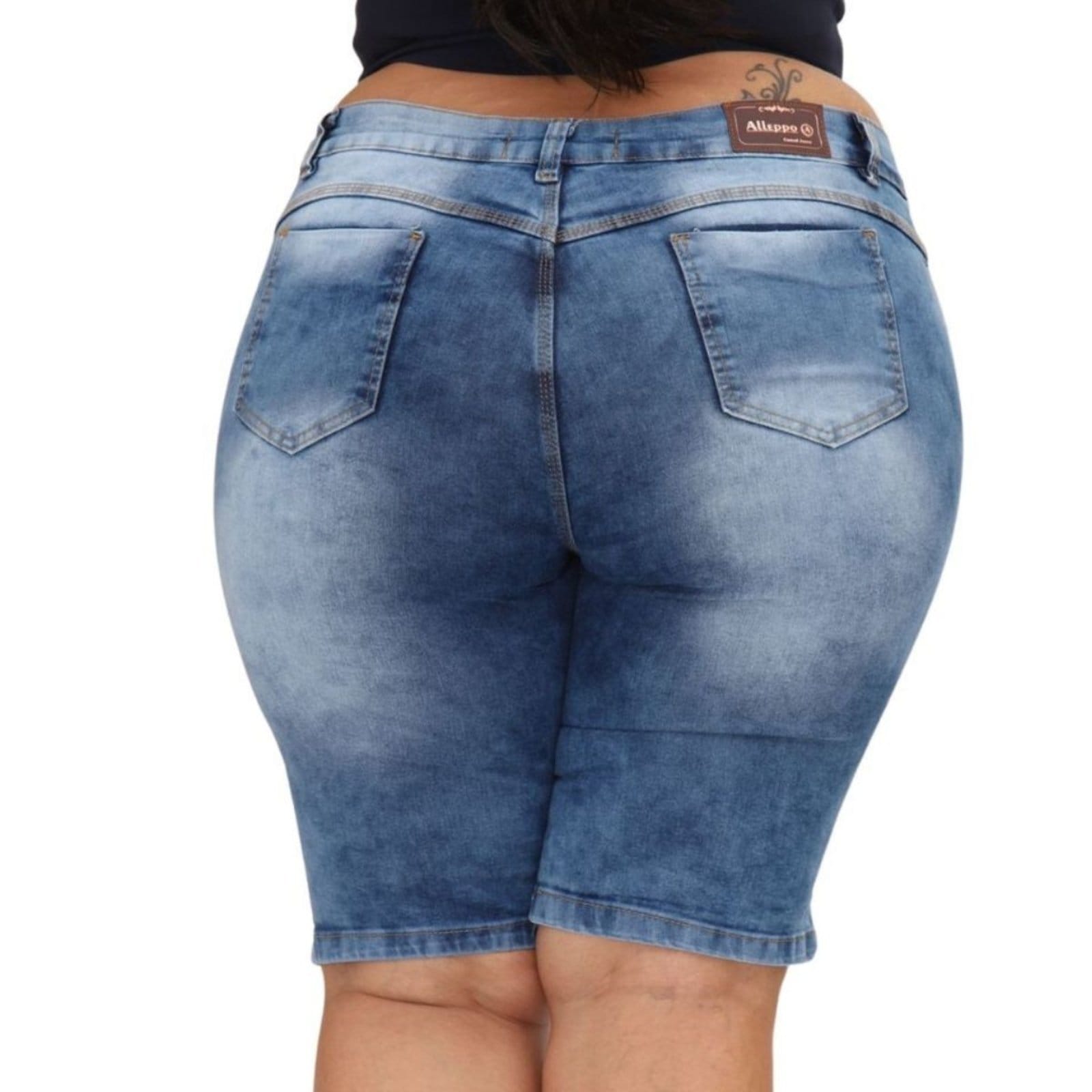 Vista 2 Bermuda Clara Plus Size Alleppo Lina Alleppo Jeans azul/jeans