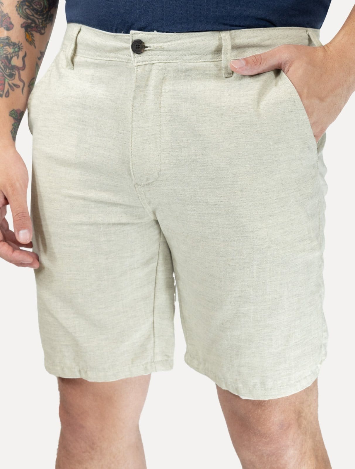 Bermuda King & Joe Masculina Slim Casual Soft Colors Areia