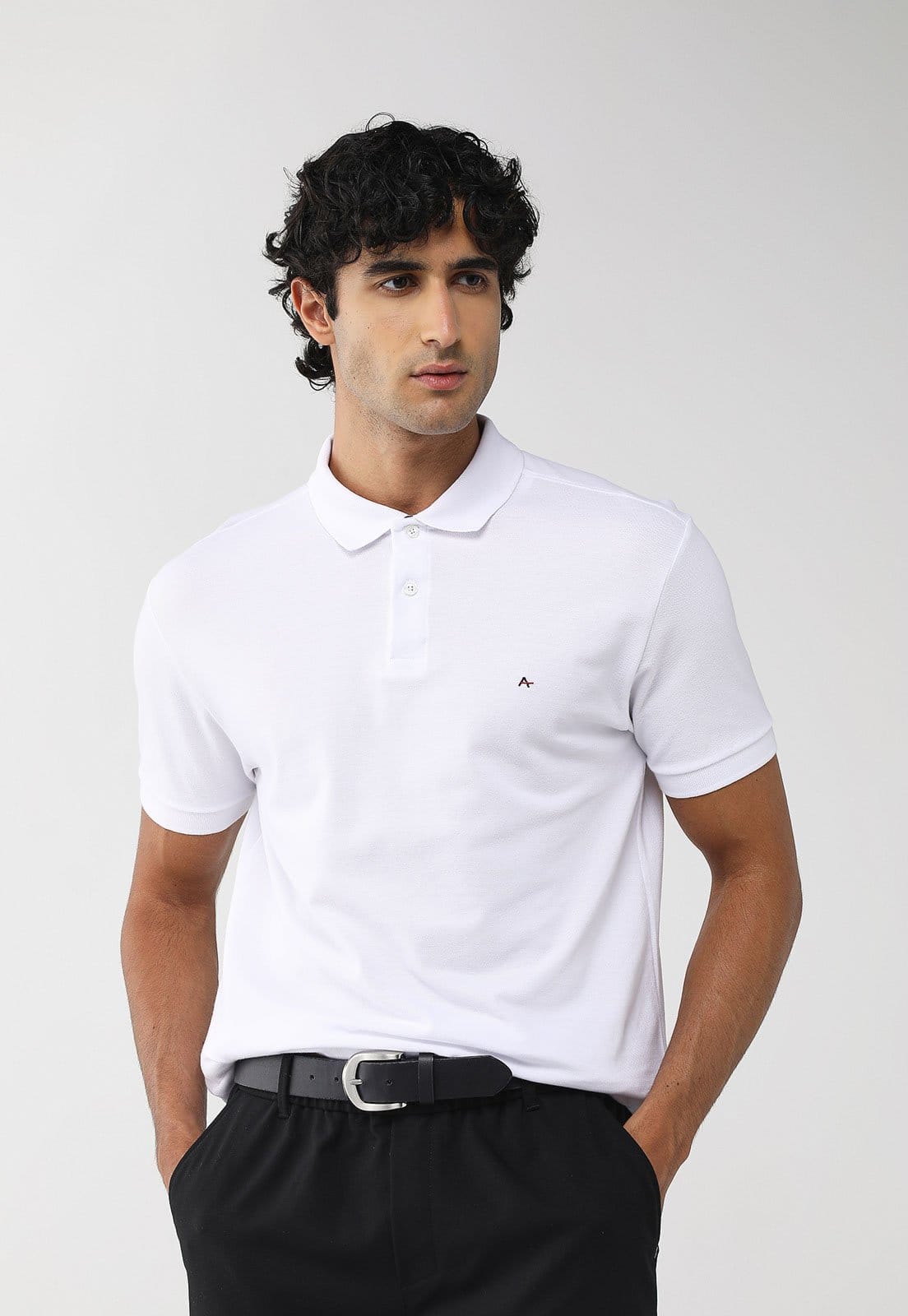 Polo Masculina Aramis Logo Bordado Branca