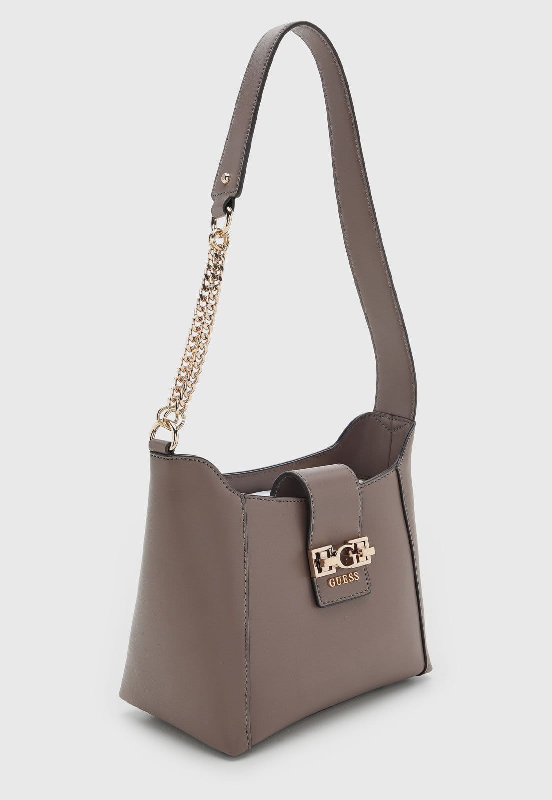 Vista 2 Bolsa Feminina Guess Média Logo Dourado Guess bege