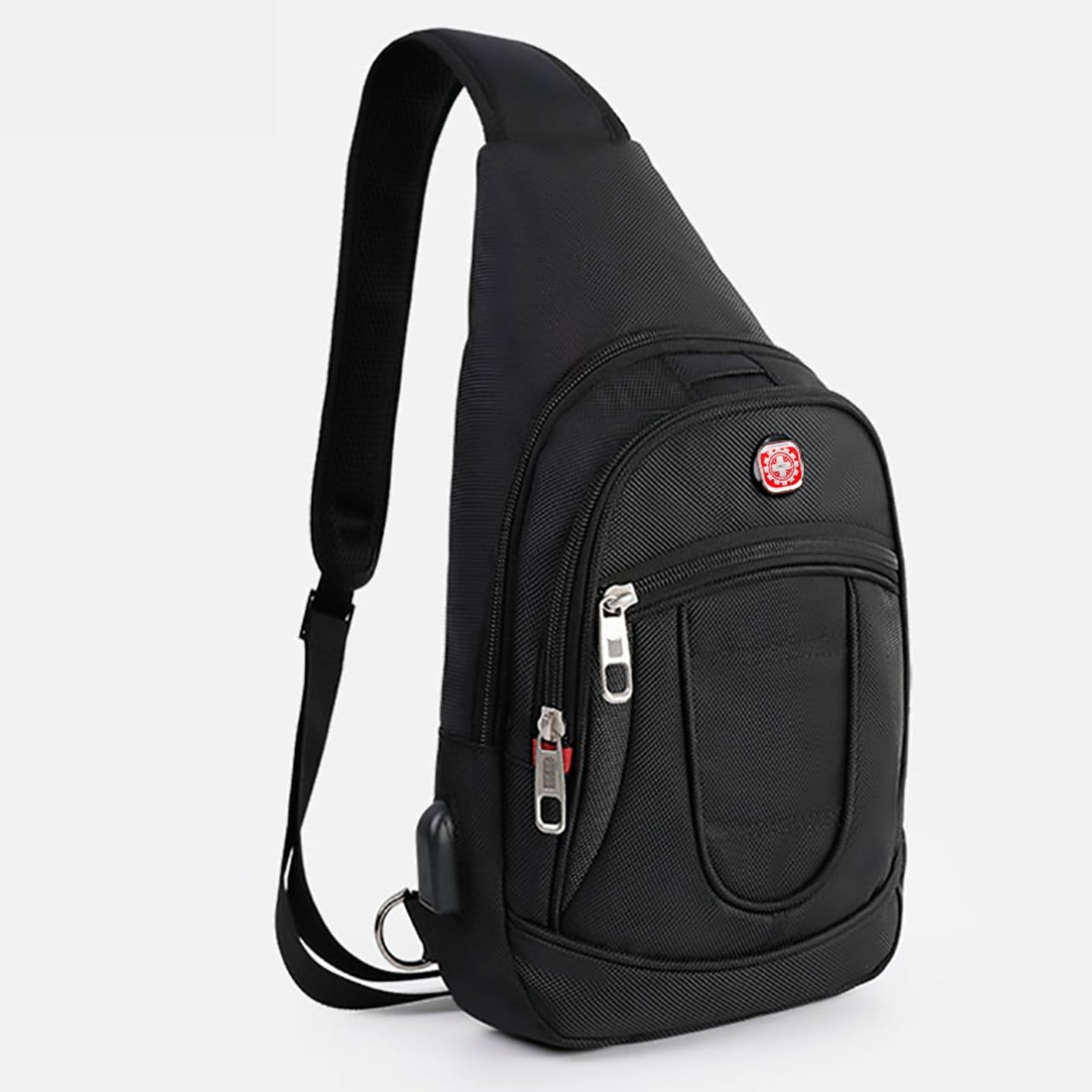Vista 2 Mochila Transversal Shoulder Bag Saída USB Crossgear preto