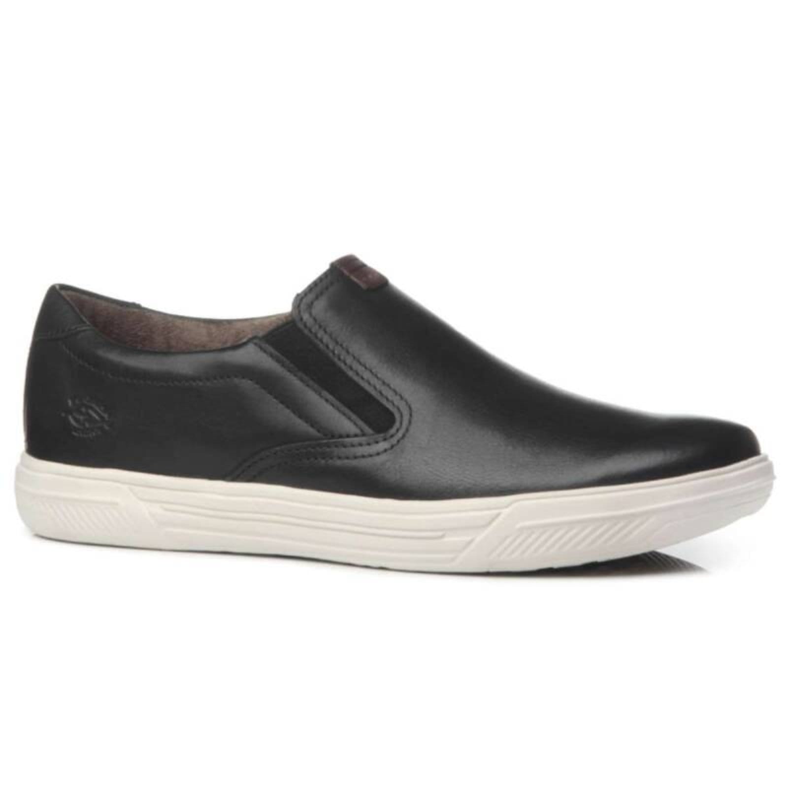 Tênis Pegada Casual Slip On em Couro - Masculino - Pretocon