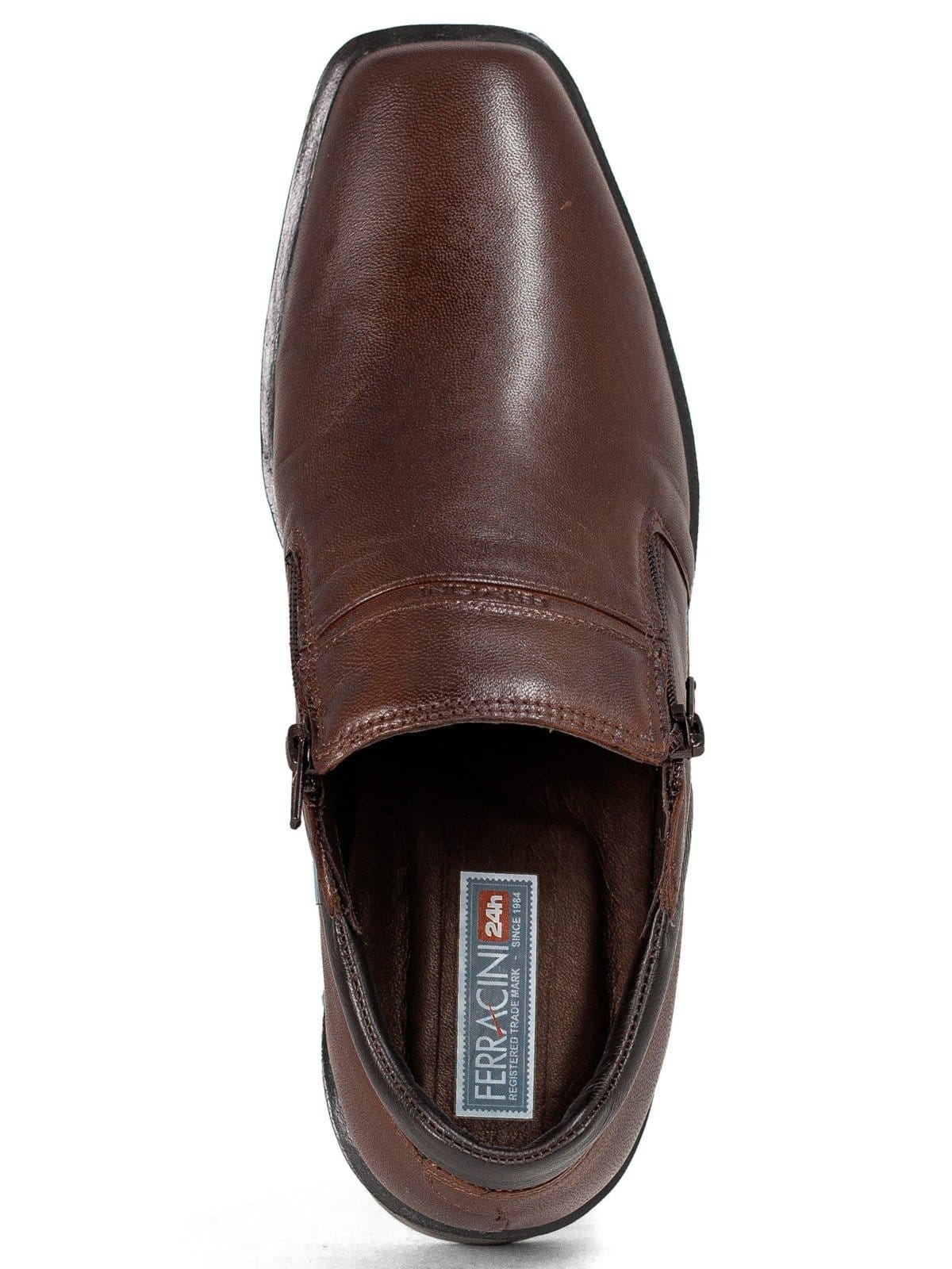 Vista 2 Sapato Masculino Ferracini 24h Social Clássico Urban Way Couro Zíper Tabaco FERRACINI marrom