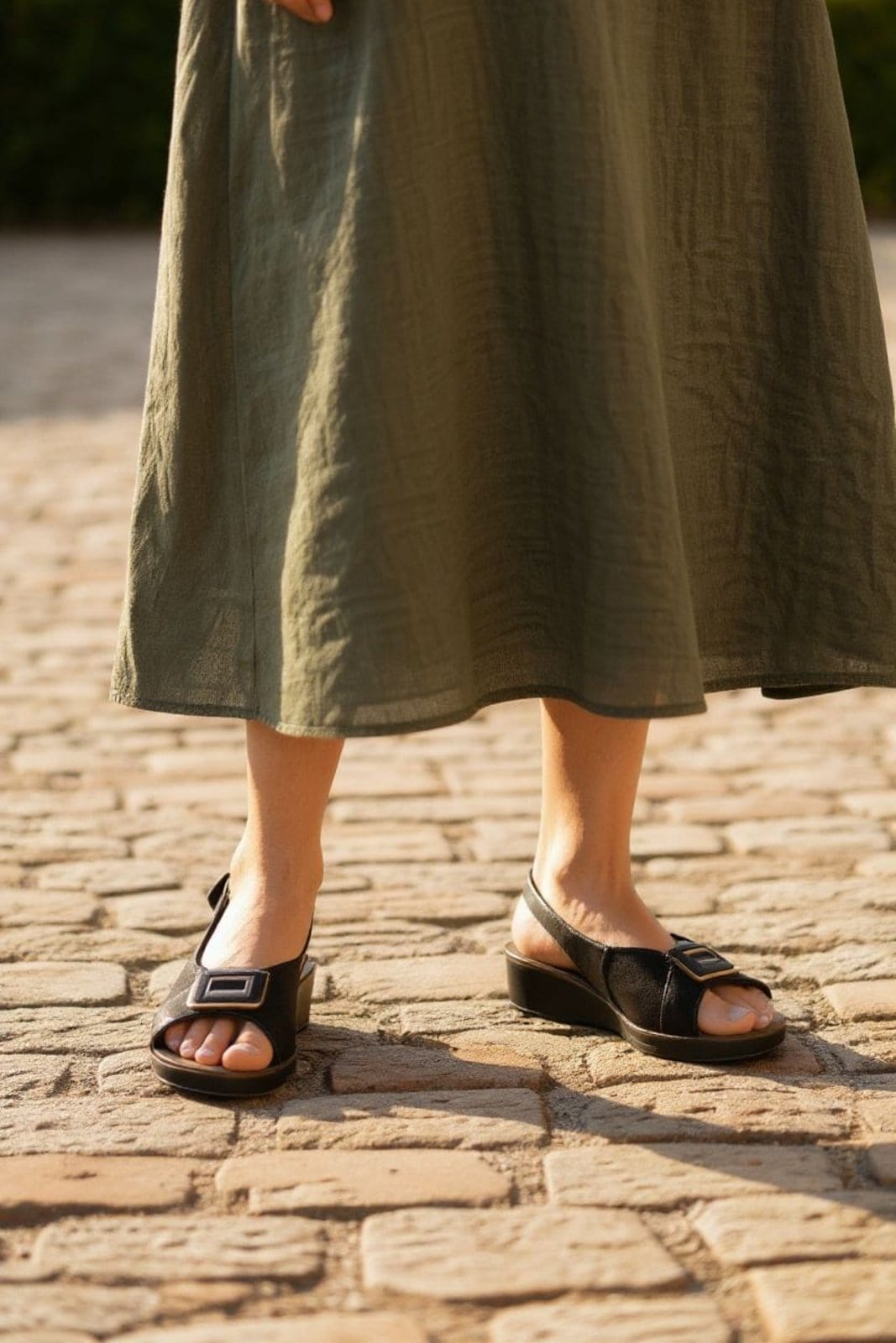 Vista 2 Sandália Usaflex Slingback Plataforma em Couro Usaflex preto