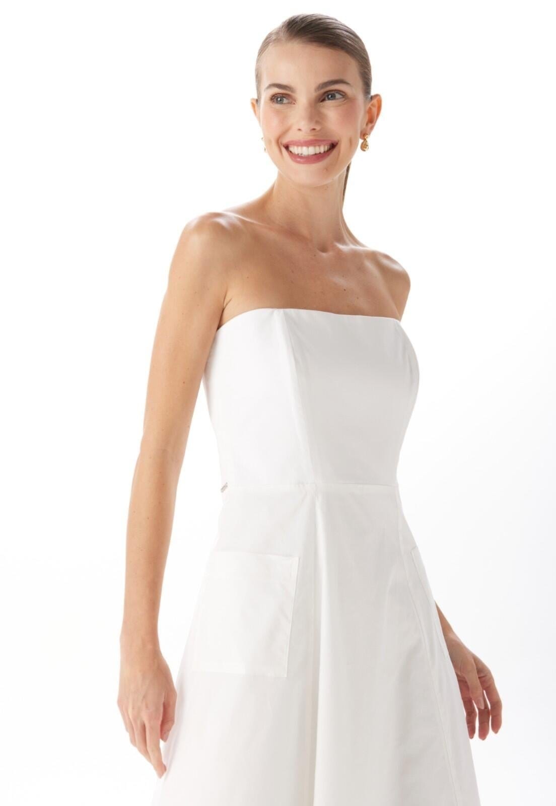 Vista 2 Vestido Midi Sem Alças Traymon Traymon branco