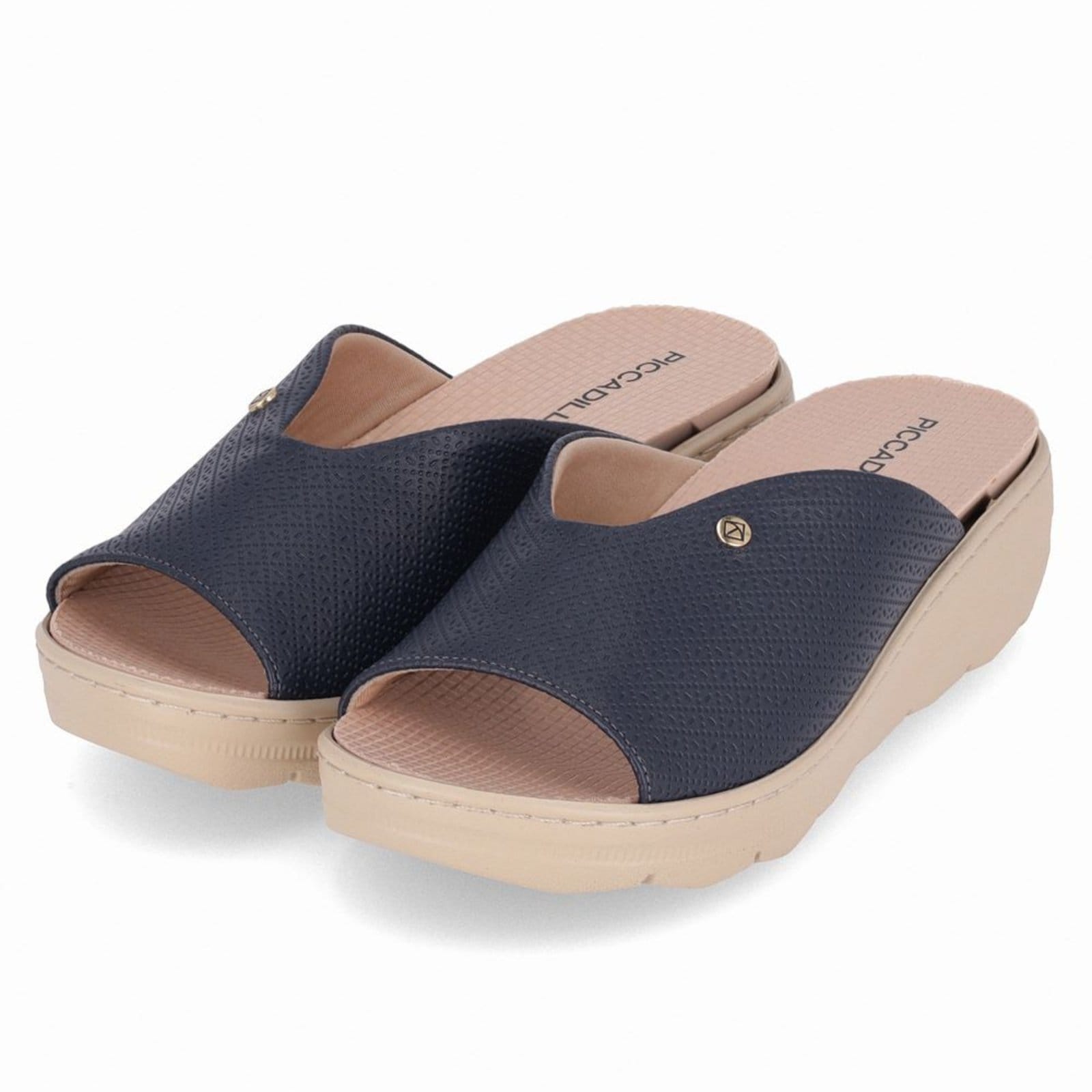 Vista 2 Tamanco Spa Anabela Médio Navy Piccadilly azul navy