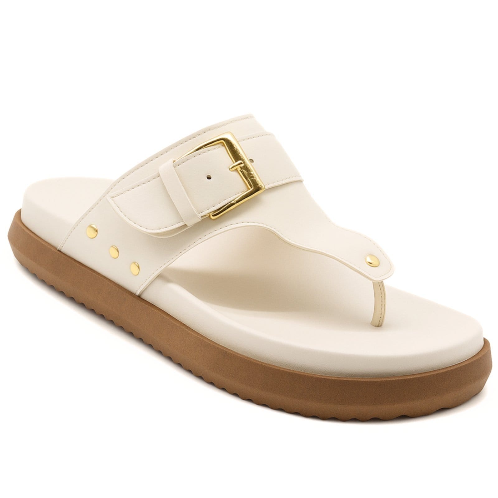 Papete Feminina Flatform de Dedo Casual Fachetada Off White 002