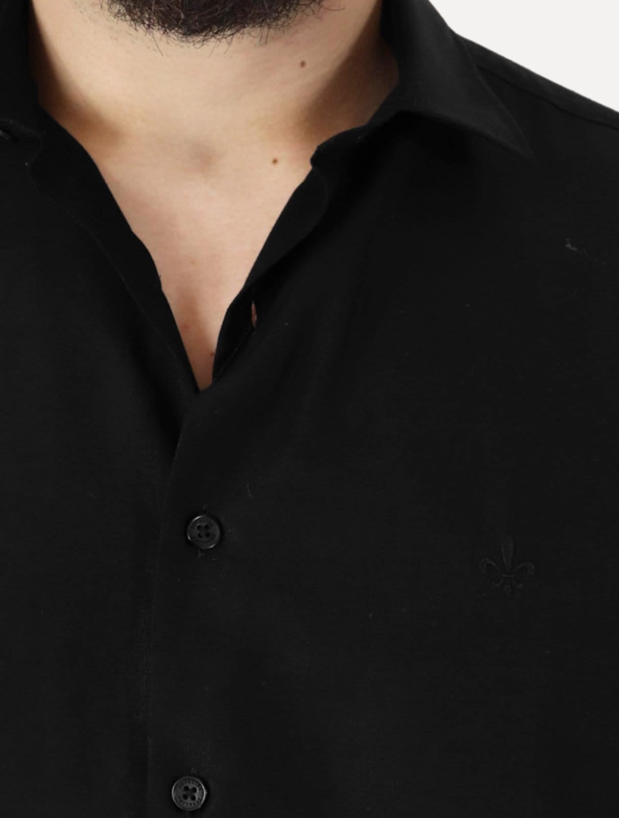 Vista 2 Camisa Dudalina Masculina Manga Curta Comfort Superfine Cotton Dark Logo Lisa Preta Dudalina preto