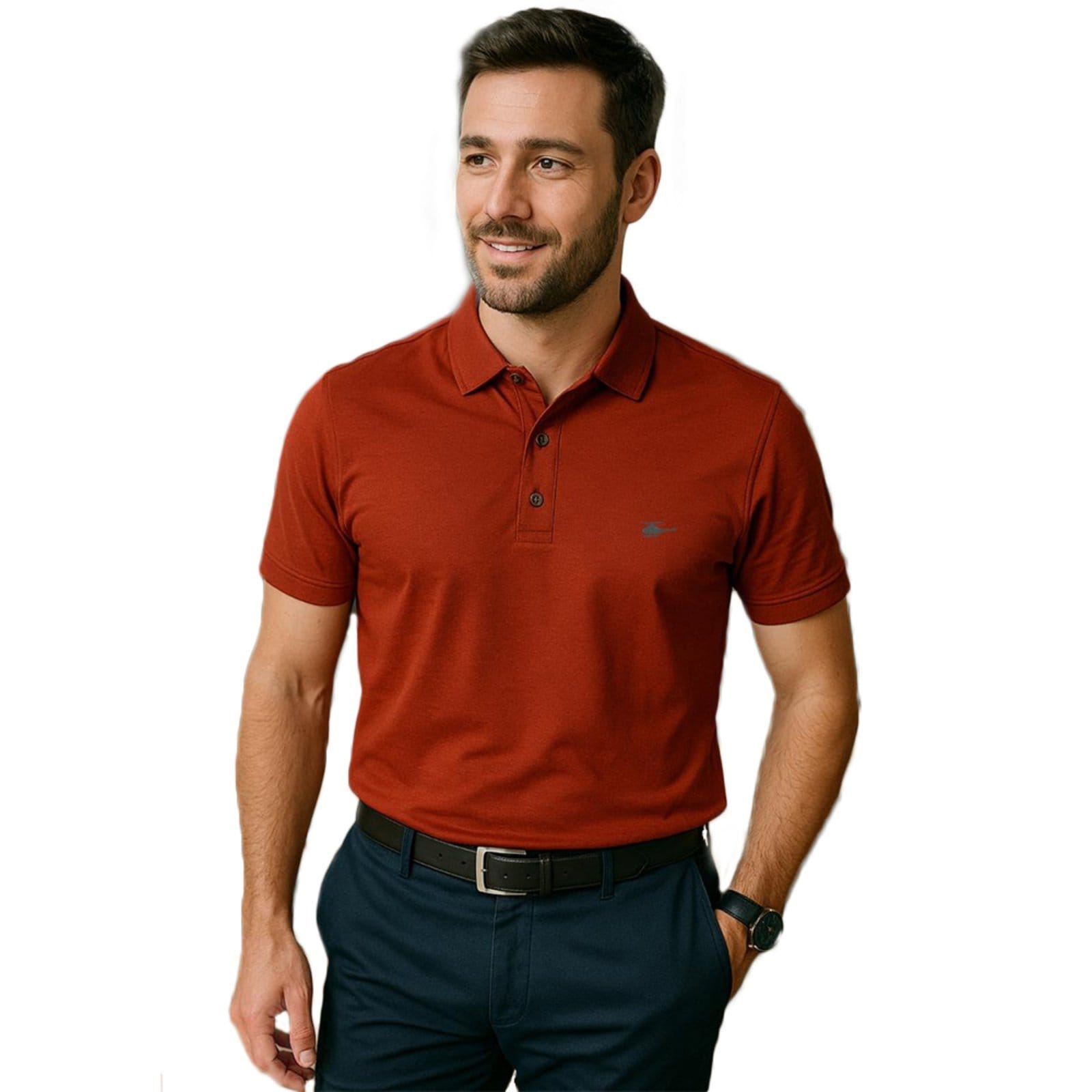 Camiseta Polo Masculina Básica Sallo Premium TerraCota