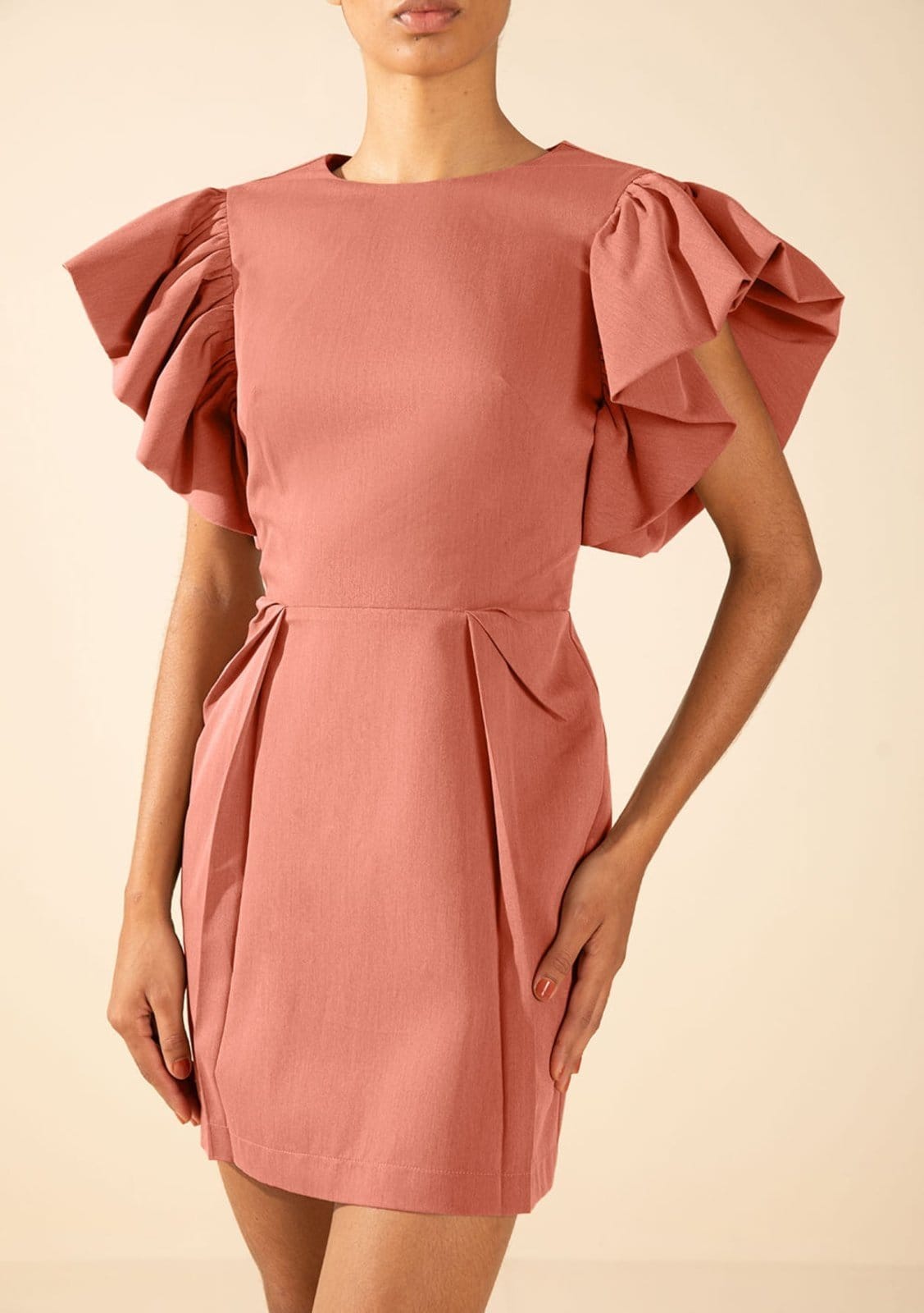 Vista 2 Vestido Morena Rosa Ajustado Decote Careca Sem Manga Curto Estampado Morena Rosa vermelho rosa