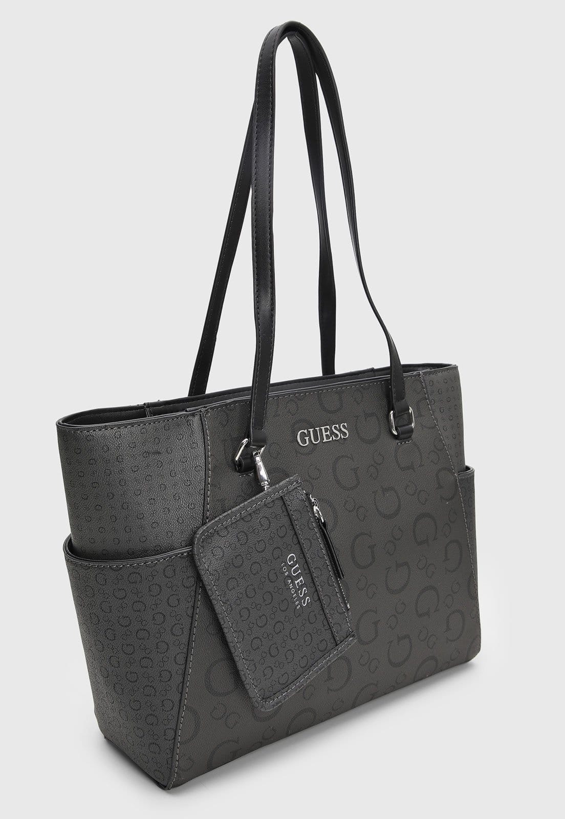 Vista 2 Bolsa Feminina Guess Grande e Porta Moedas Monograma Preta Guess preto