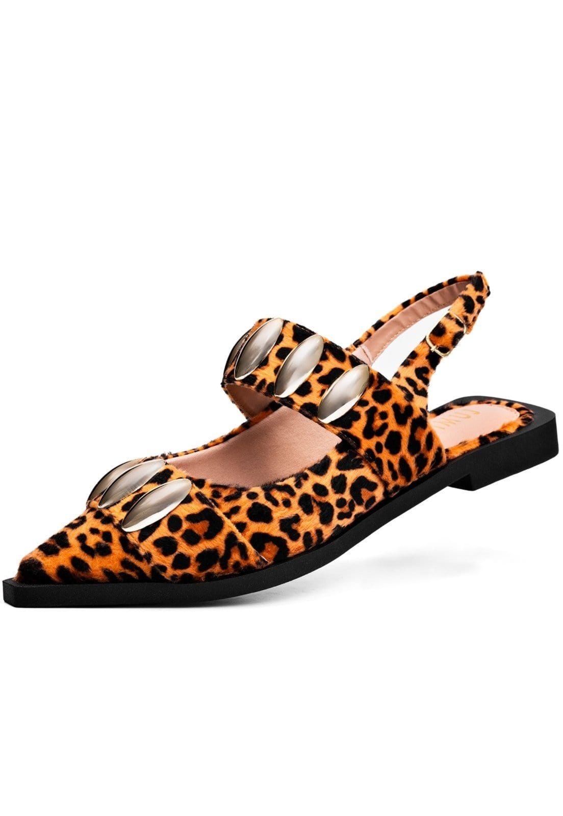 Sapatilha Feminina Lumiss Slingback Bico Fino Confortável Tachas