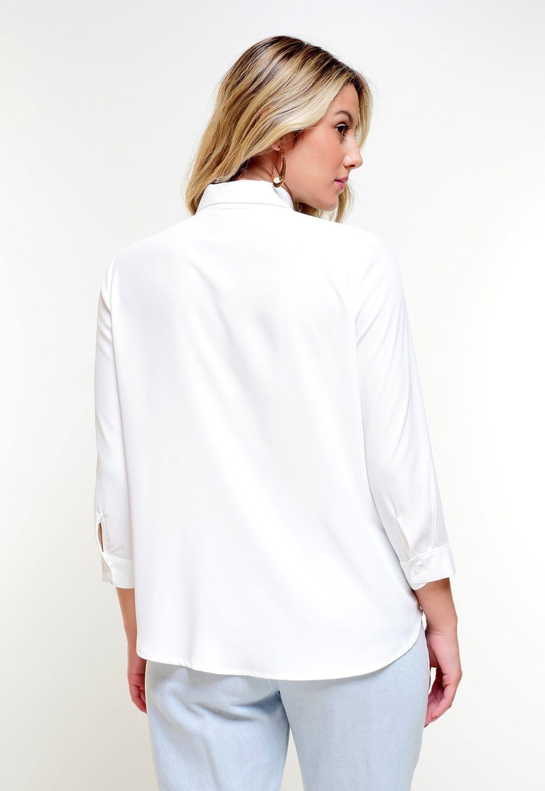 Vista 2 Camisa Intens Manga 3/4 Classico Liso Intens branco