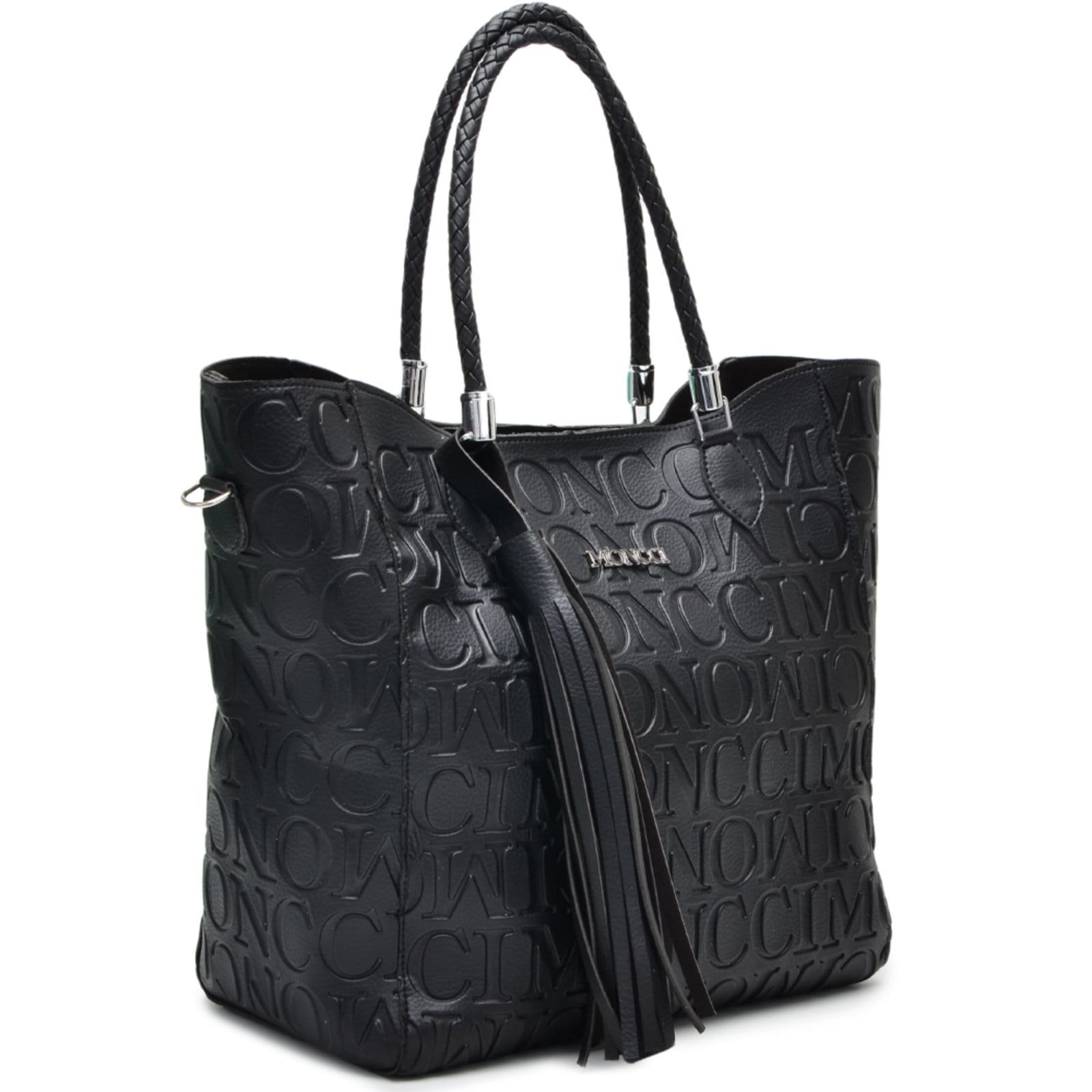 Vista 2 Bolsa Sacola Transversal Grande Moncci Preta MONCCI preto