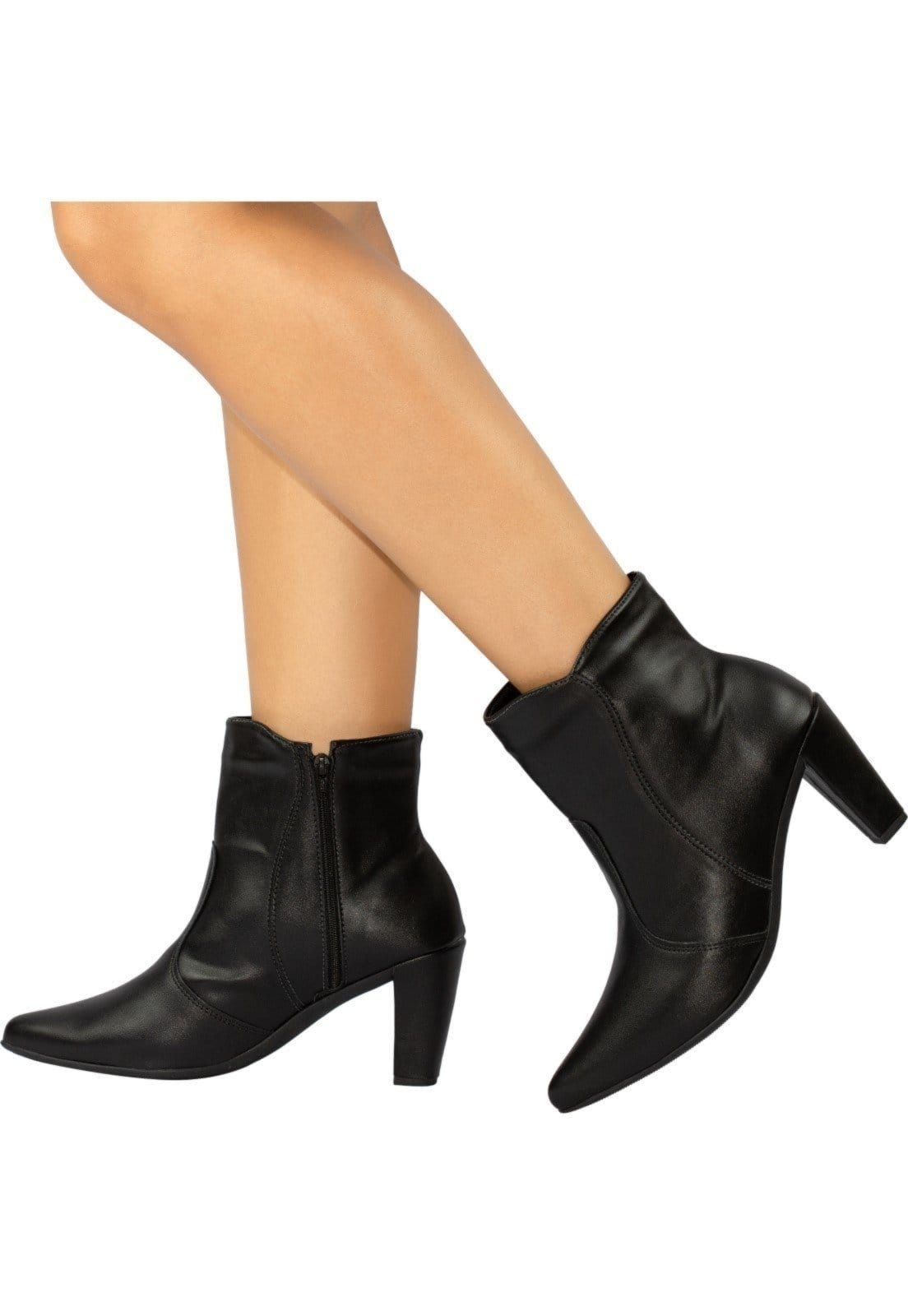 Vista 2 Bota Feminina Bico Fino Lumiss Cano Curto Salto Alto Fino Confortável Saltinho LUMISS preto