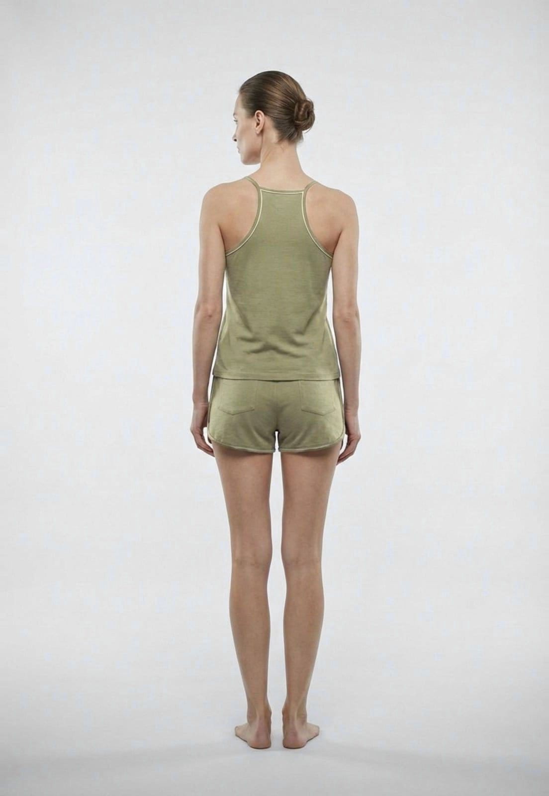 Vista 2 Conjunto Pijama Curto Feminino Hering Alças Finas Hering verde