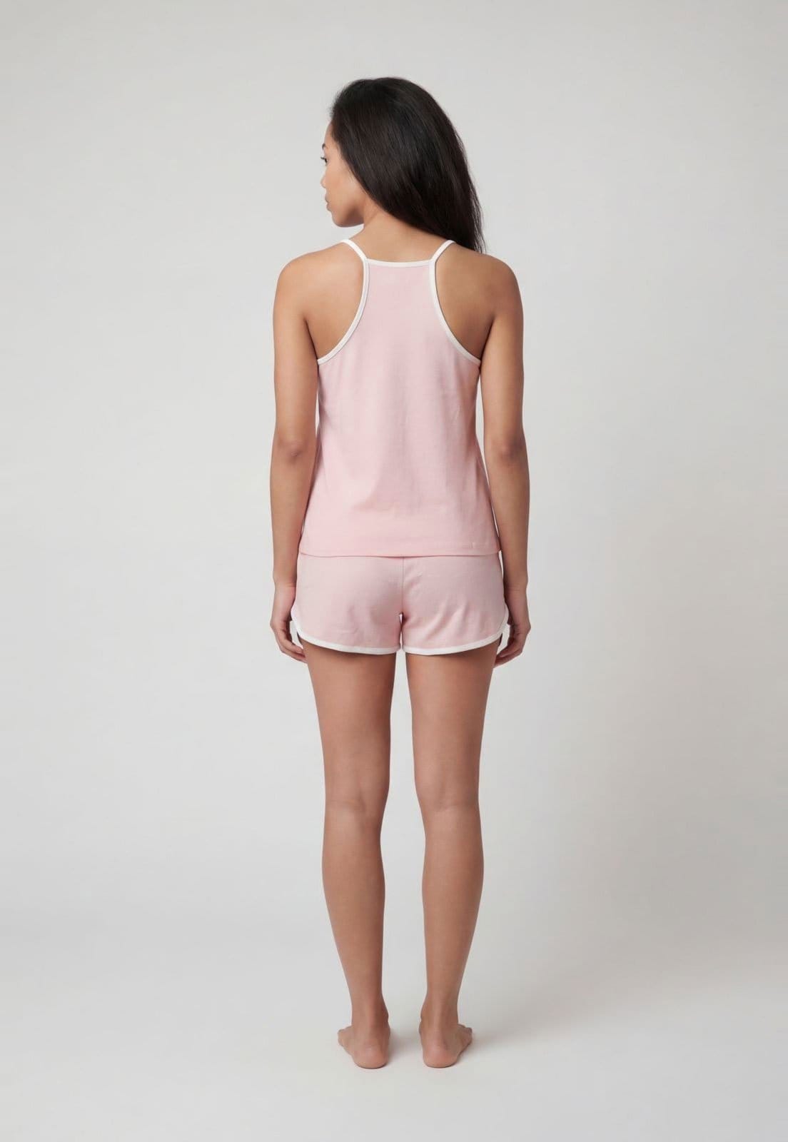 Vista 2 Conjunto Pijama Feminino Hering Alças Finas Hering rosa