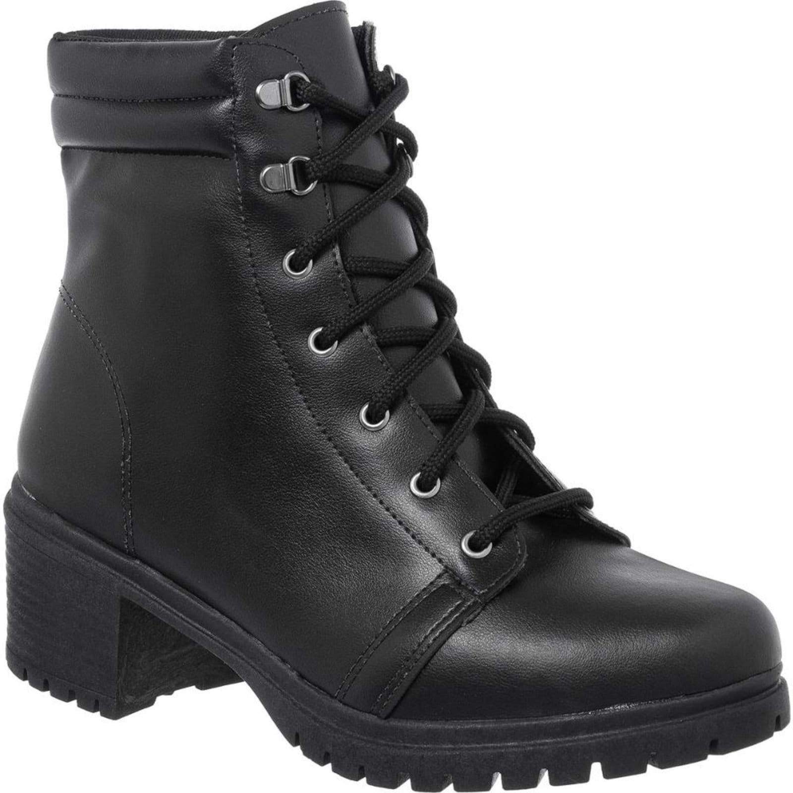 Bota Coturno Feminina Cano Baixo Tratorada Salto Confortável