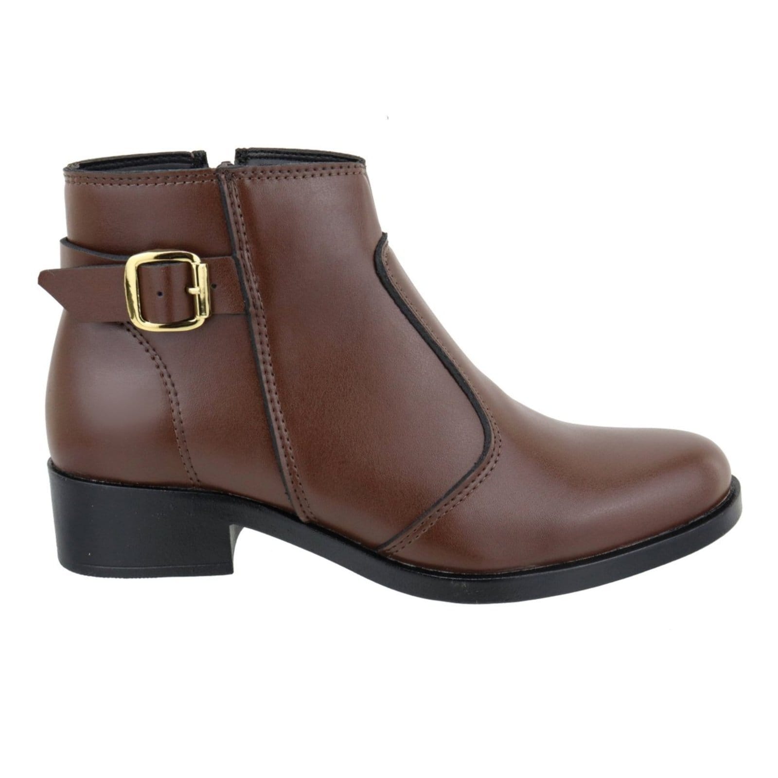 Vista 2 Bota Feminina Paula B Cano Curto Com Detalhe Em Fivela Chocolate PAULA B marrom