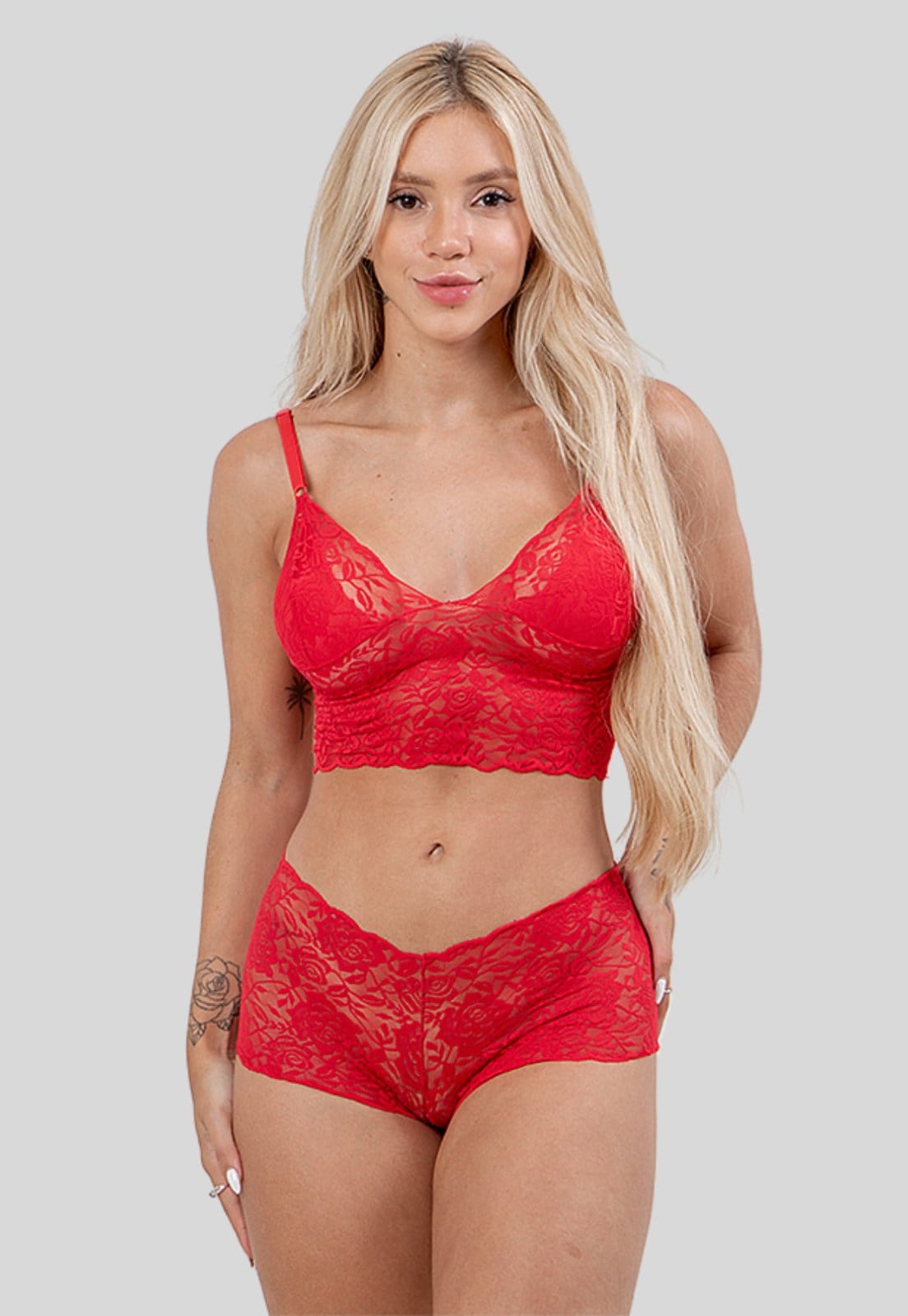 Conjunto Lingerie Sexy Com Renda Sem Bojo