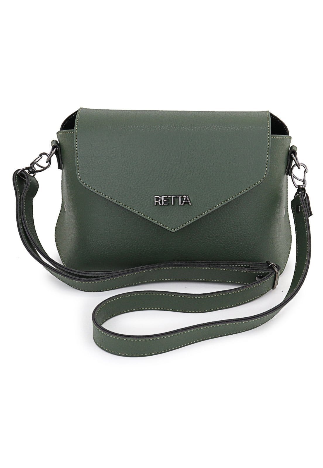 Vista 2 Bolsa Feminina Carteiro com Alça Transversal Espaçosa Retta Oficial Retta Shoes verde militar