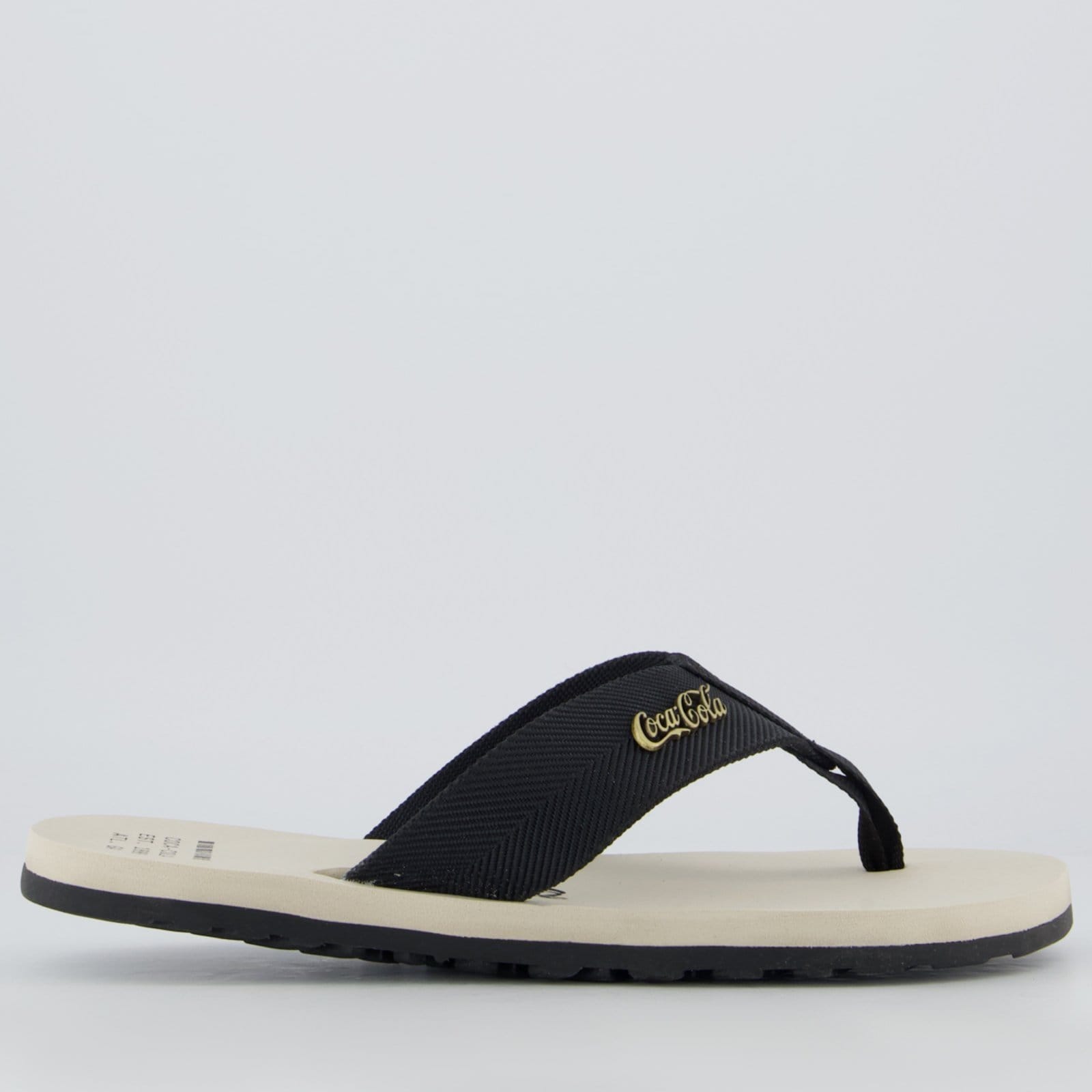 Vista 2 Chinelo Coca Cola Wave Alma Bege e Coca-Cola preto