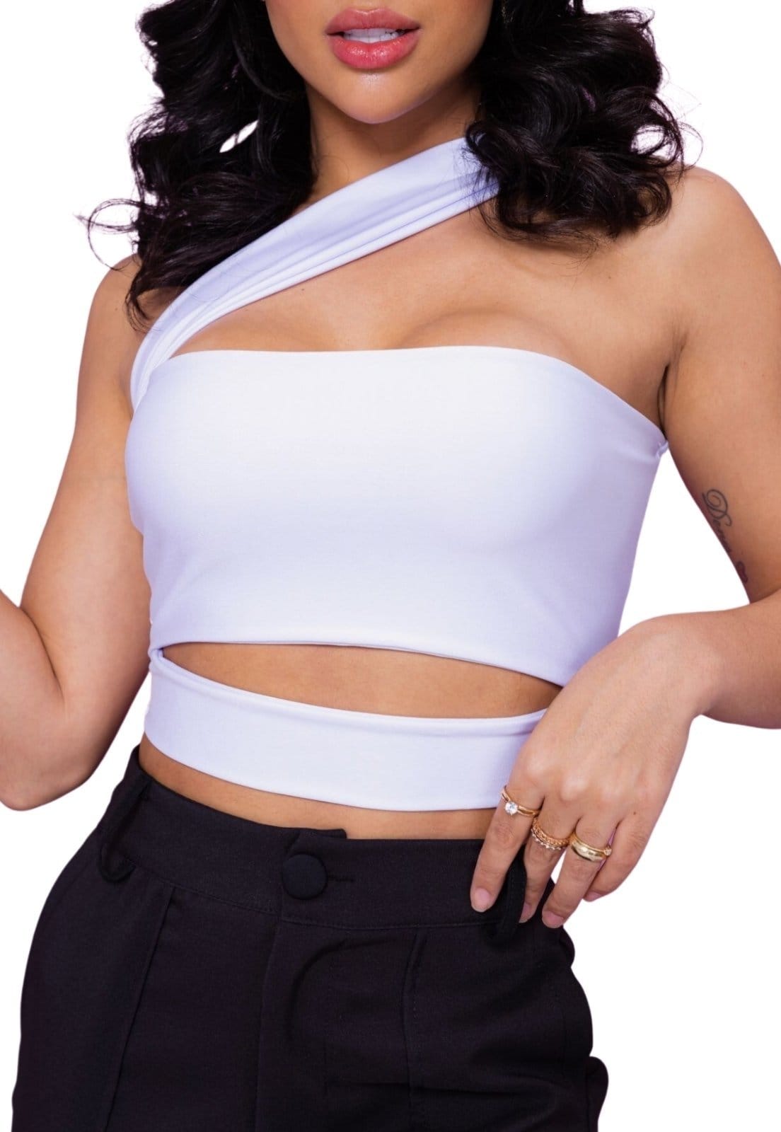 Vista 2 Cropped Faixa Transpasse Regina Cia do Vestido branco